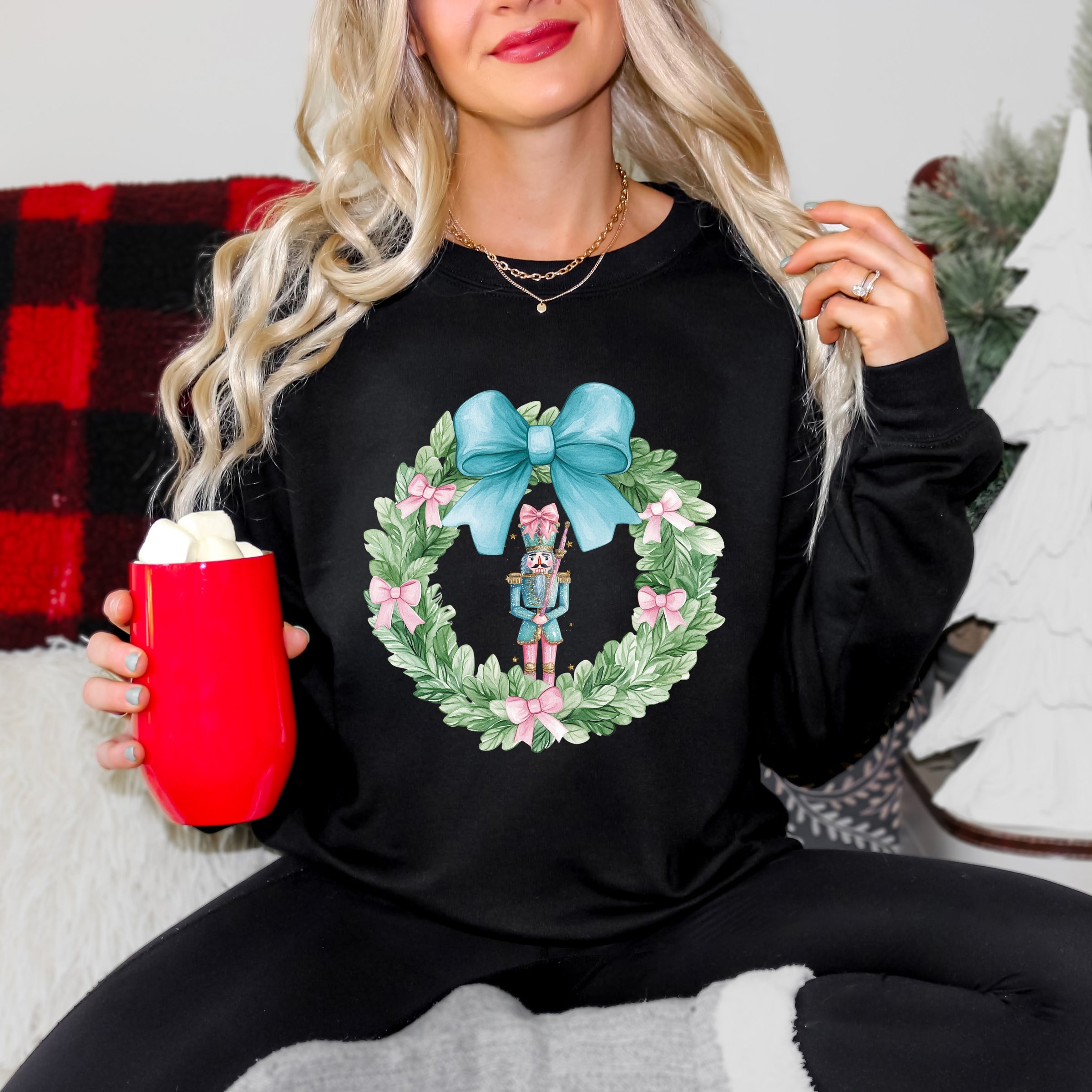 Nutcracker Wreath Coquette - Women's Graphic Sweatshirt