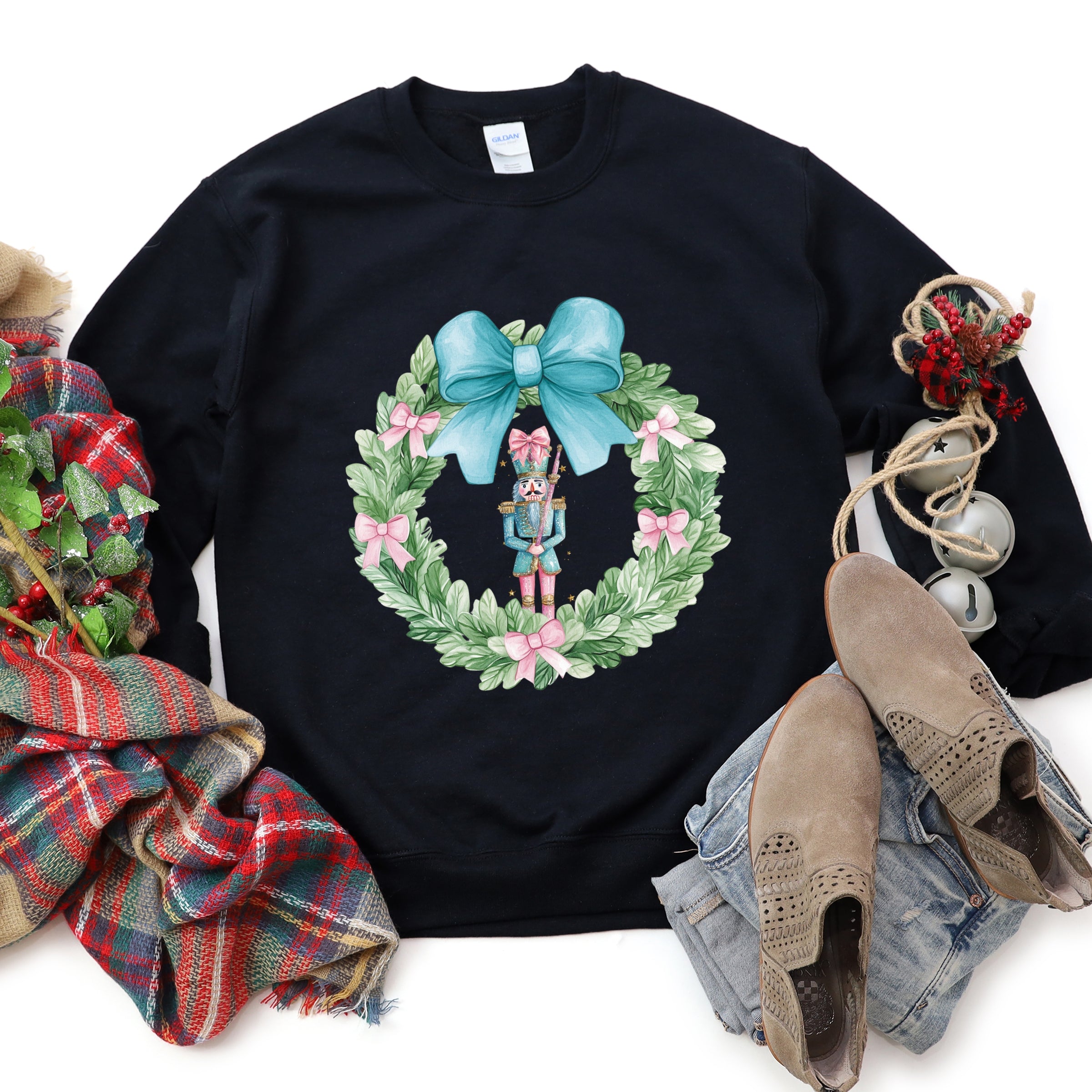 Nutcracker Wreath Coquette - Women's Graphic Sweatshirt