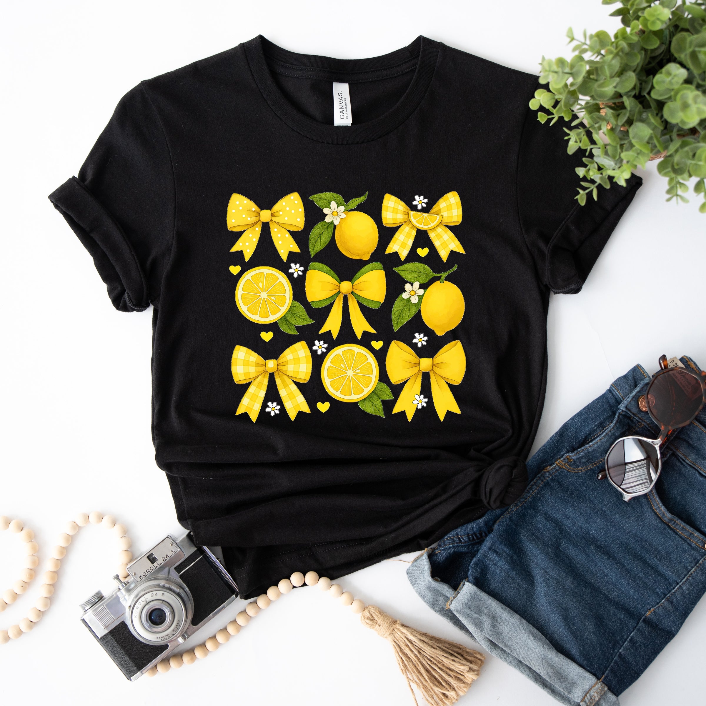 Coquette Lemons Pattern Bows - Women's Short Sleeve Graphic T-Shirt
