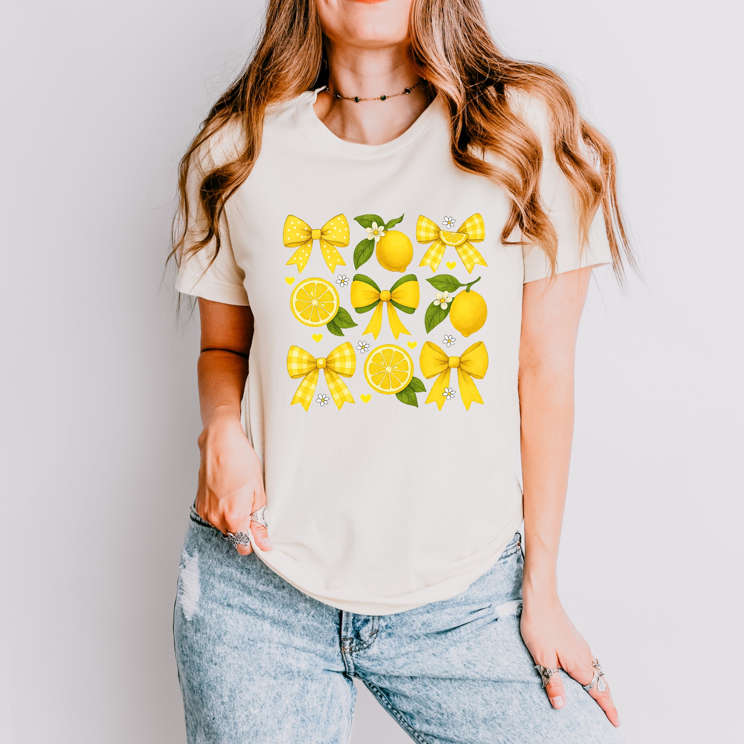 Coquette Lemons Pattern Bows - Women's Short Sleeve Graphic T-Shirt