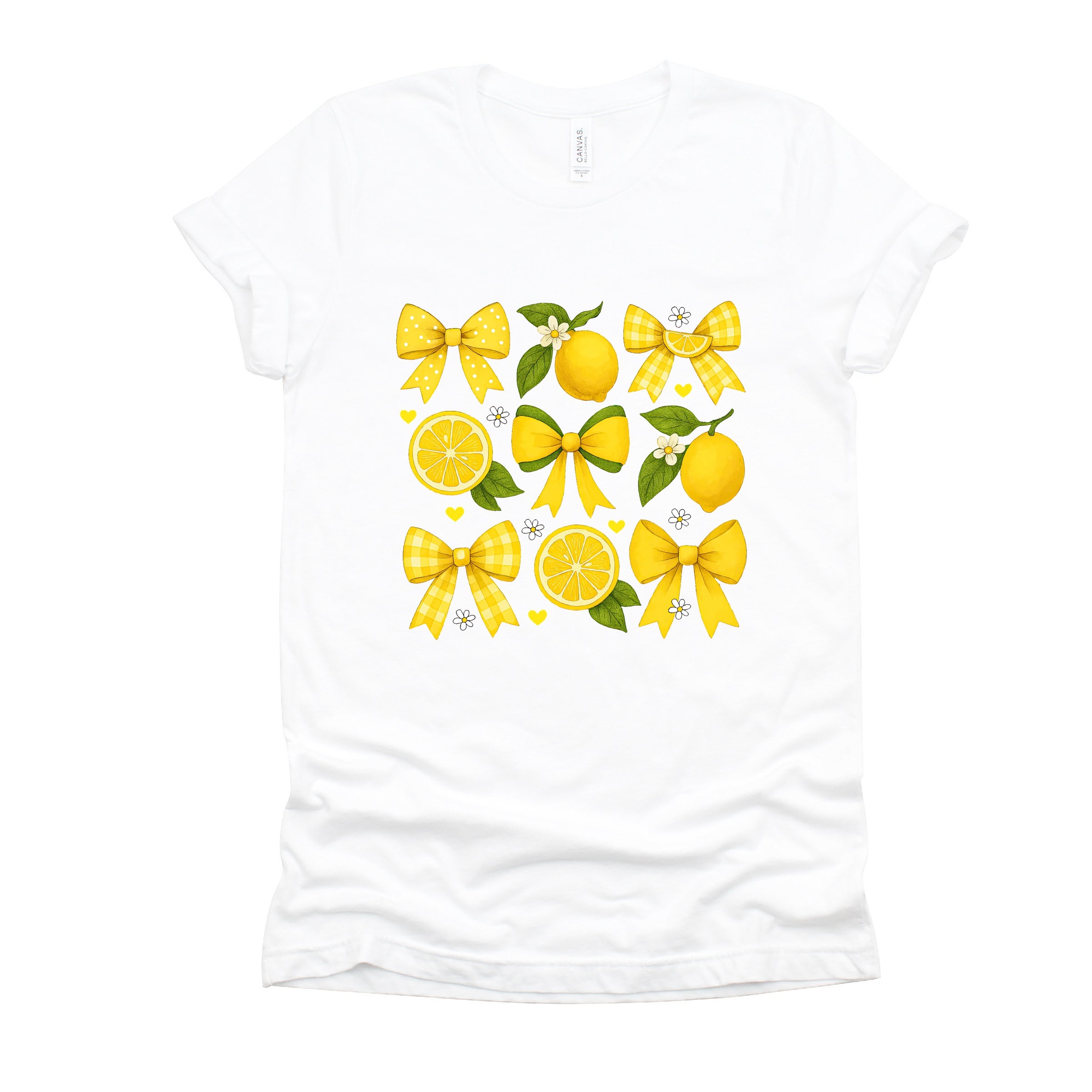 Coquette Lemons Pattern Bows - Women's Short Sleeve Graphic T-Shirt