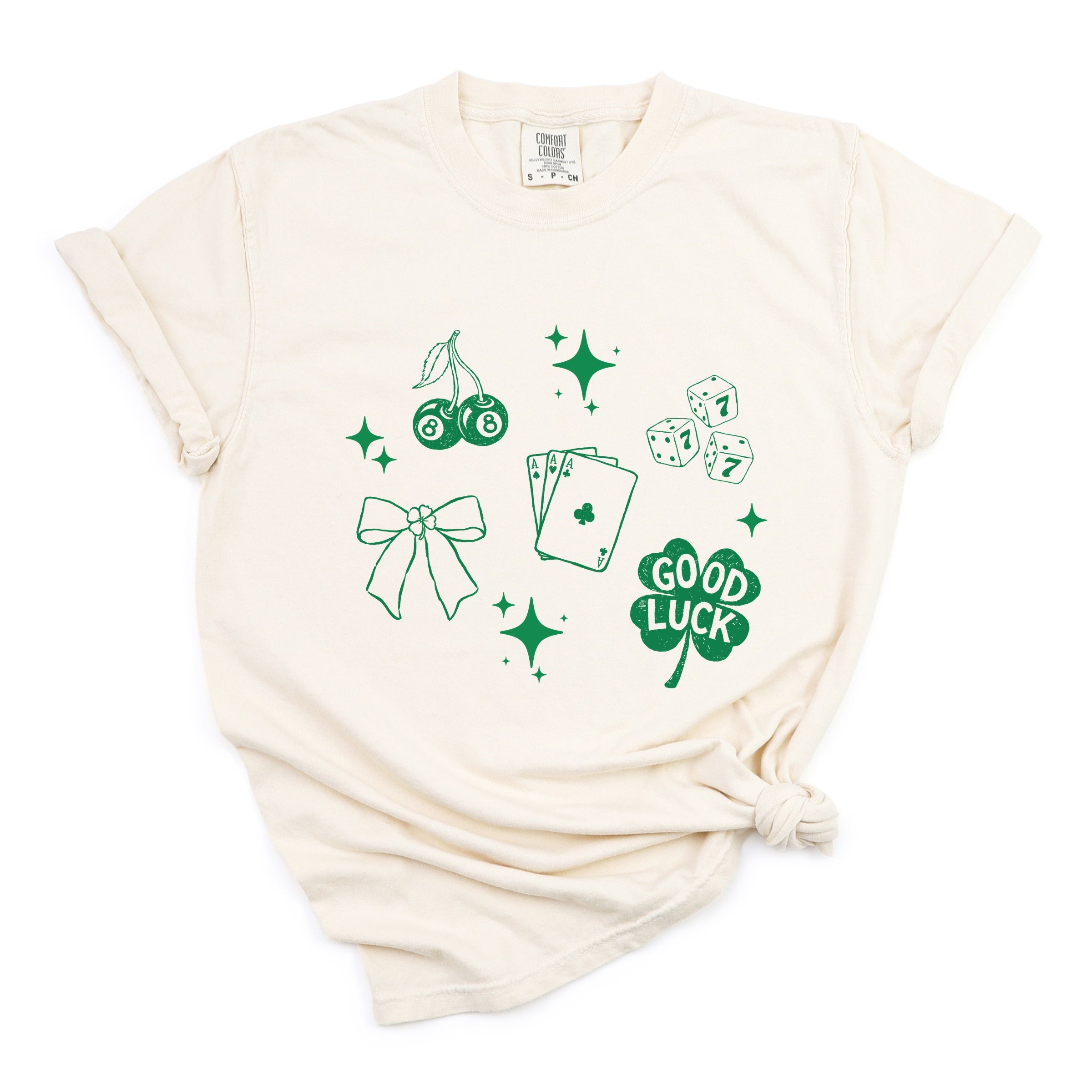 Lucky Icons Stars - Women's Garment Dyed Graphic T-Shirt