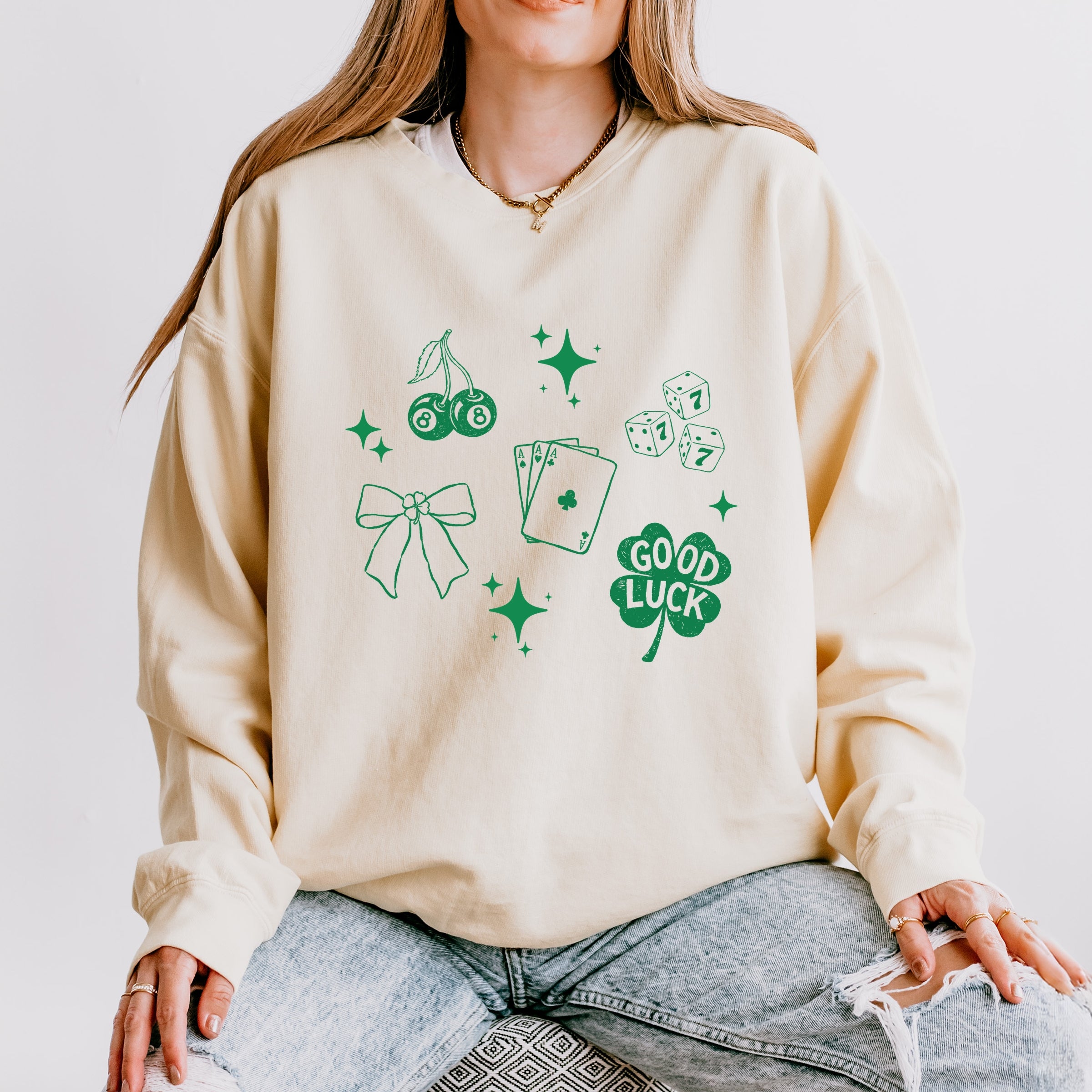 Lucky Icons Stars - Women's Lightweight Garment Dyed Sweatshirt