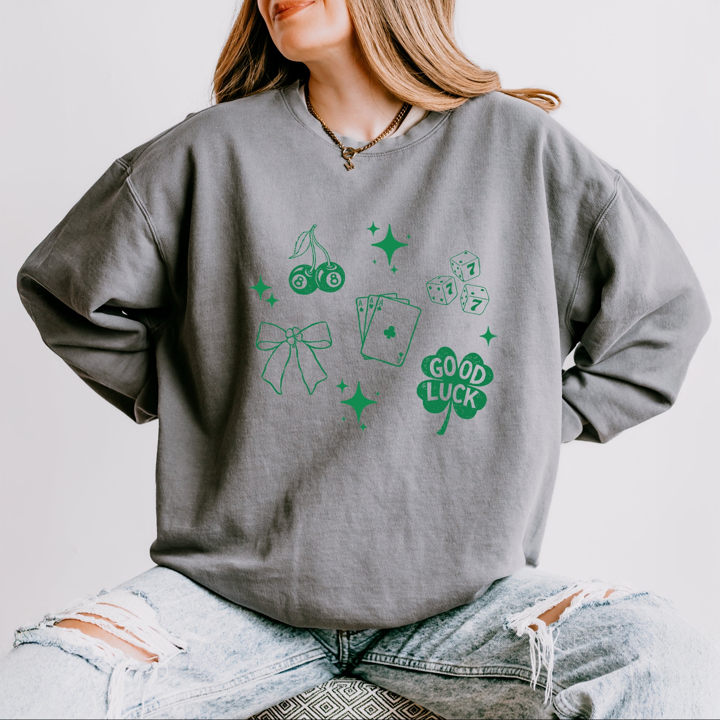 Lucky Icons Stars - Women's Lightweight Garment Dyed Sweatshirt