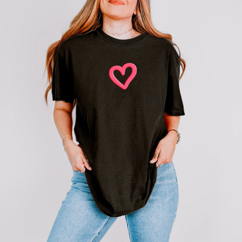 Love Like Jesus Heart Bold Puff Front and Back Design - Women's Garment Dyed Graphic T-Shirt