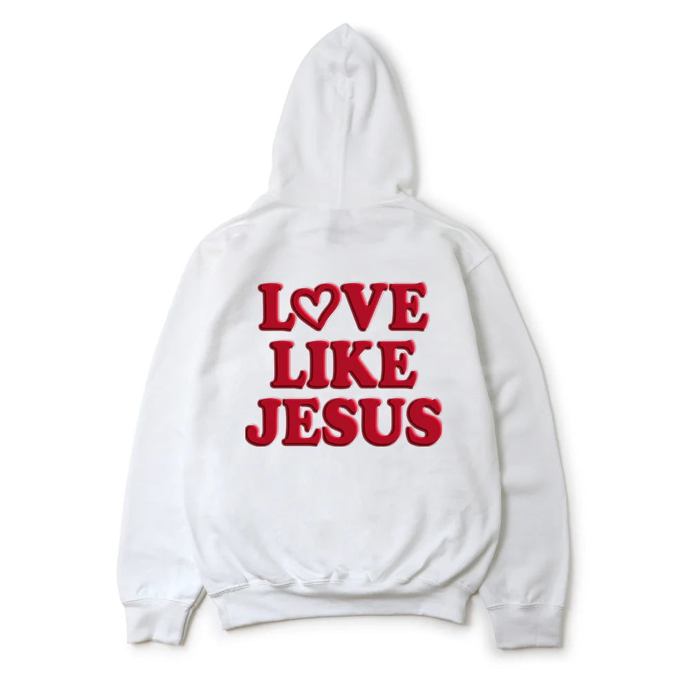 Love Like Jesus Heart Bold Puff Front and Back Design - Women's Graphic Hoodie