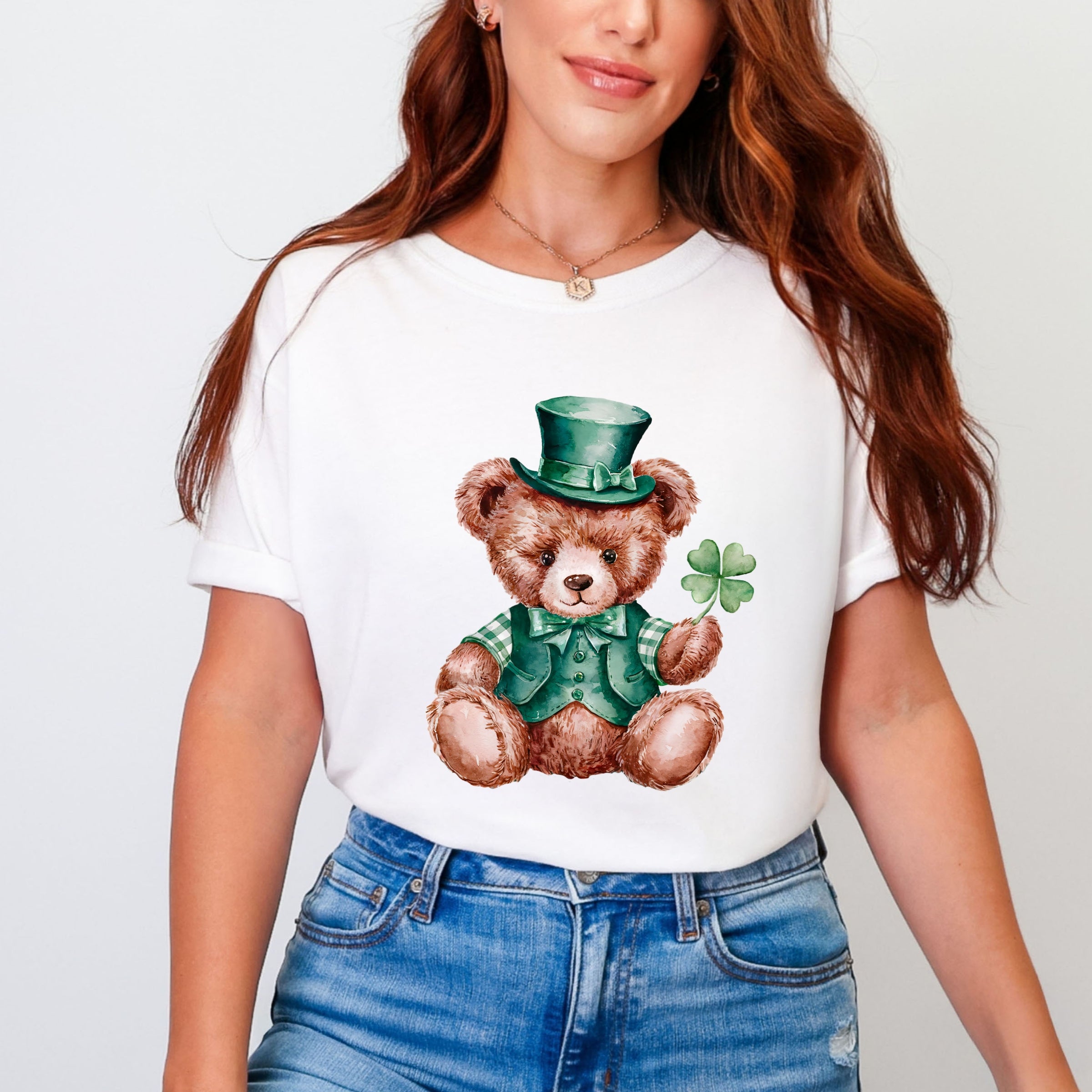 St. Patrick's Bear Clover - Women's Garment Dyed Graphic T-Shirt