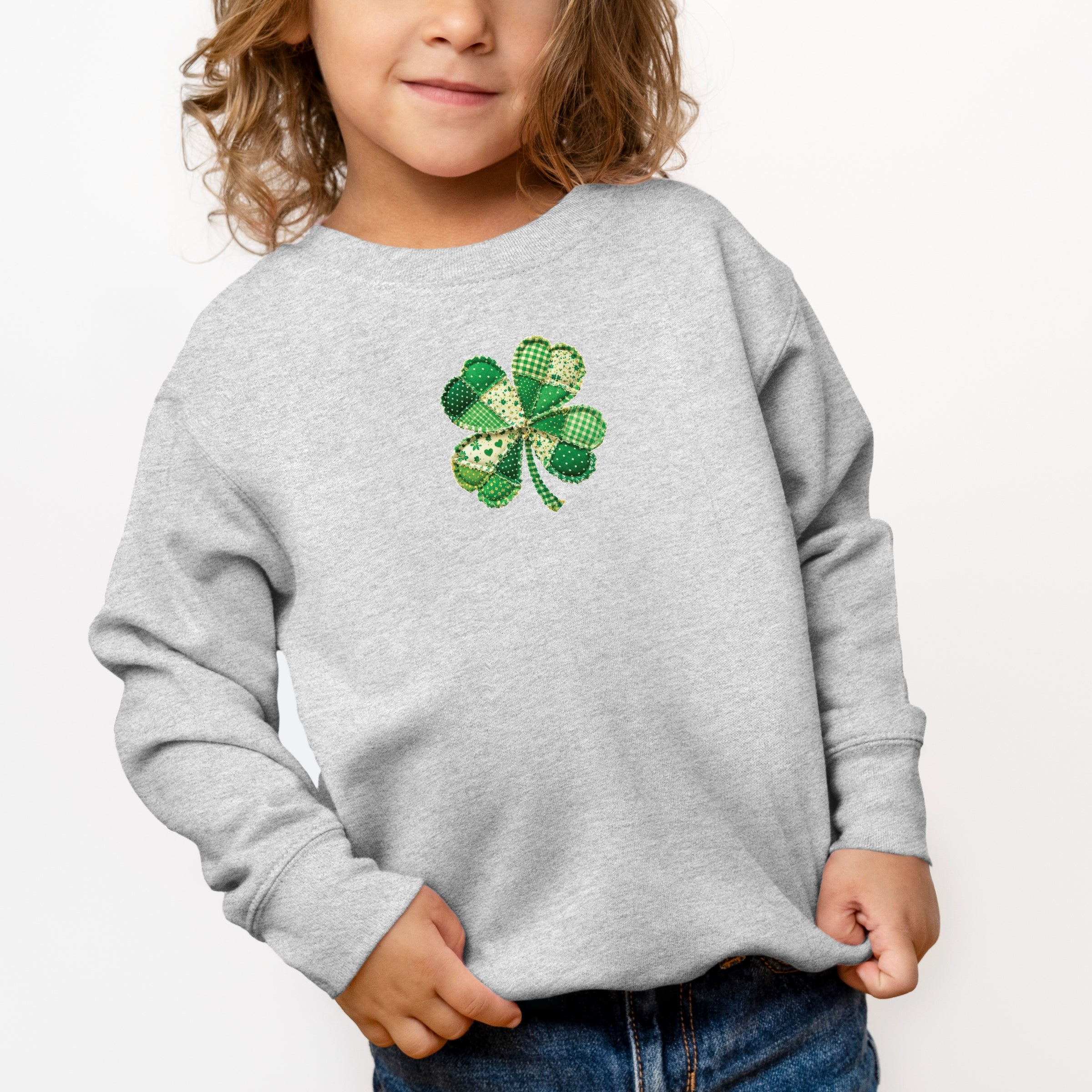 Four Leaf Clover Patchwork Print - Toddler Graphic Sweatshirt