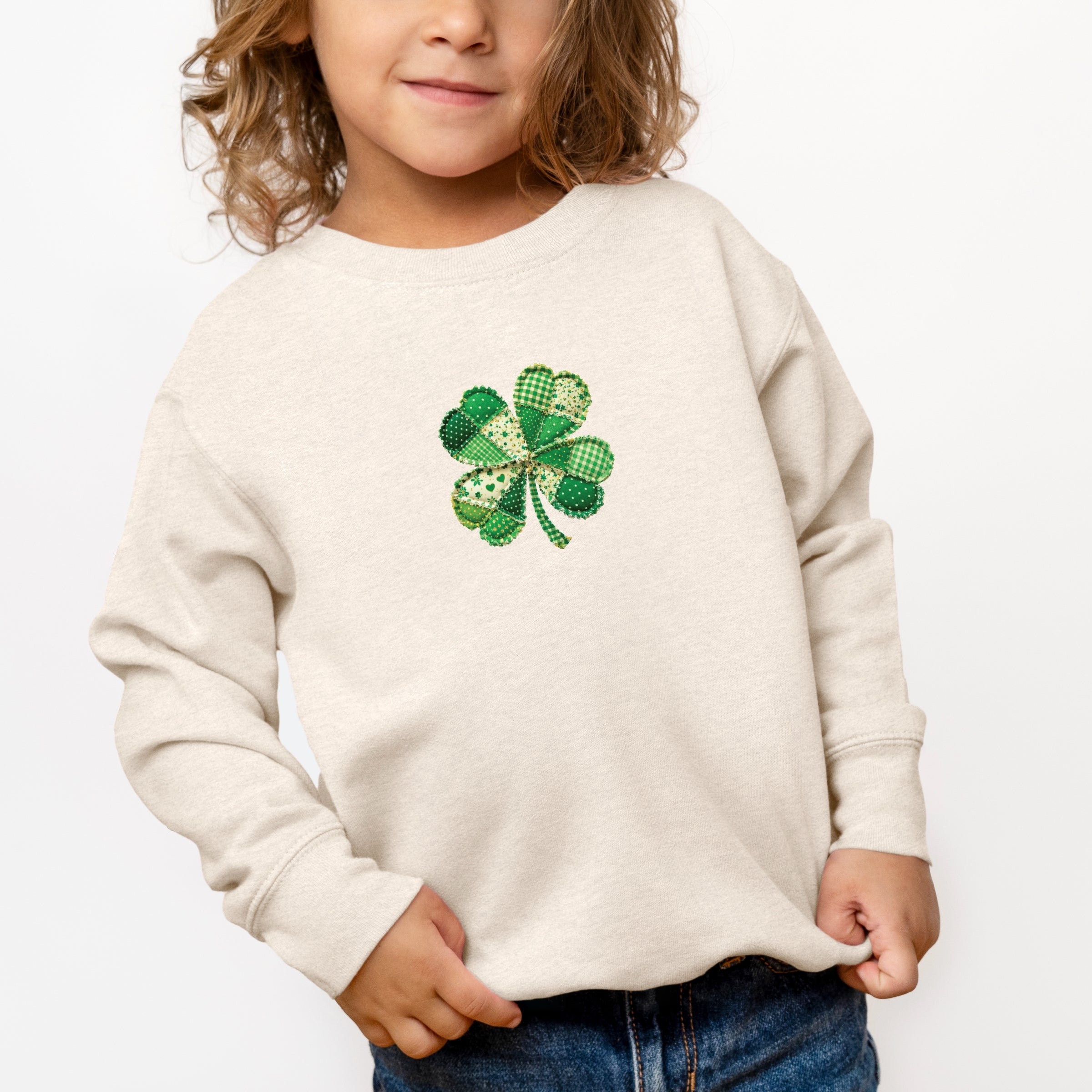 Four Leaf Clover Patchwork Print - Toddler Graphic Sweatshirt