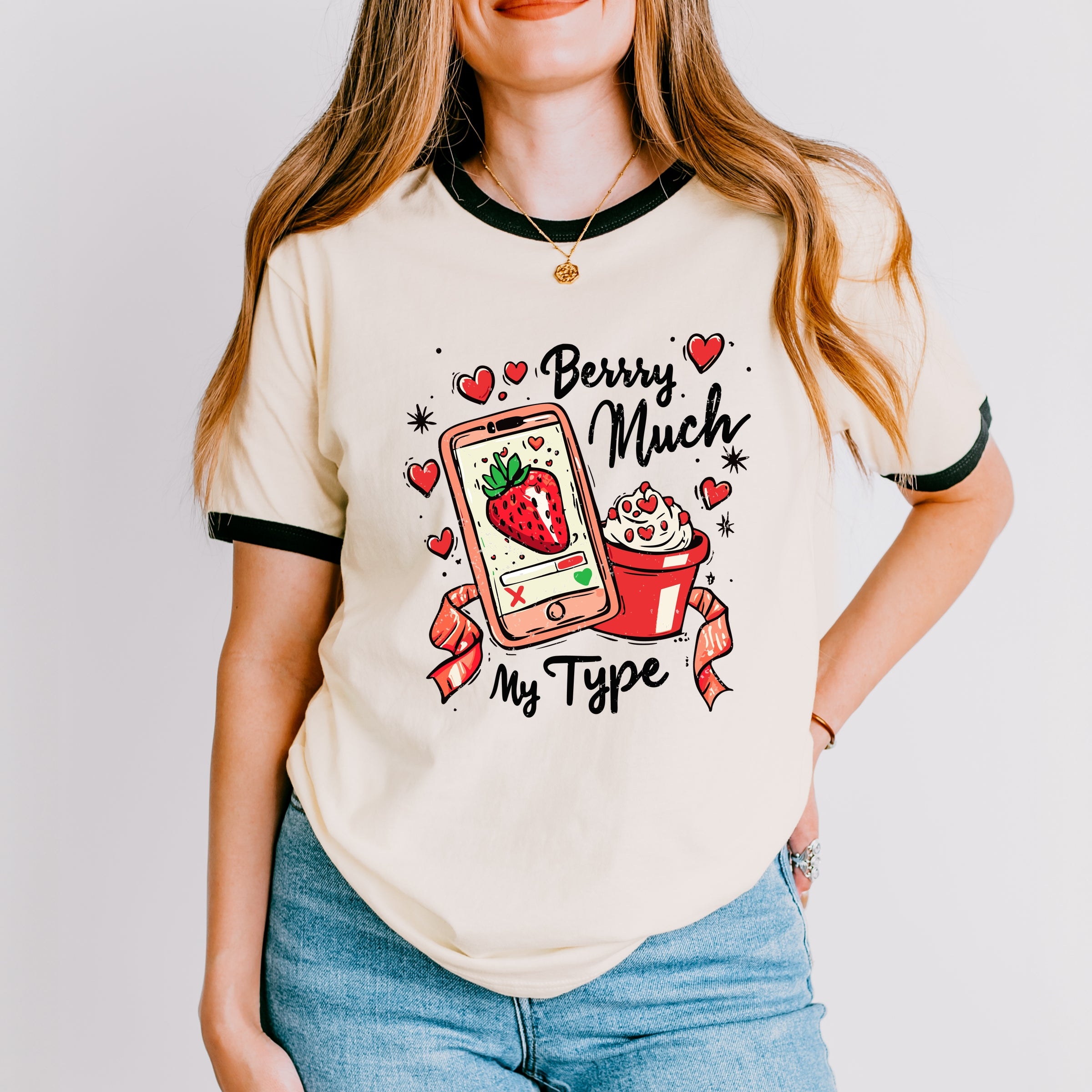 Berry Much My Type Strawberry - Women's Ringer Graphic T-Shirt