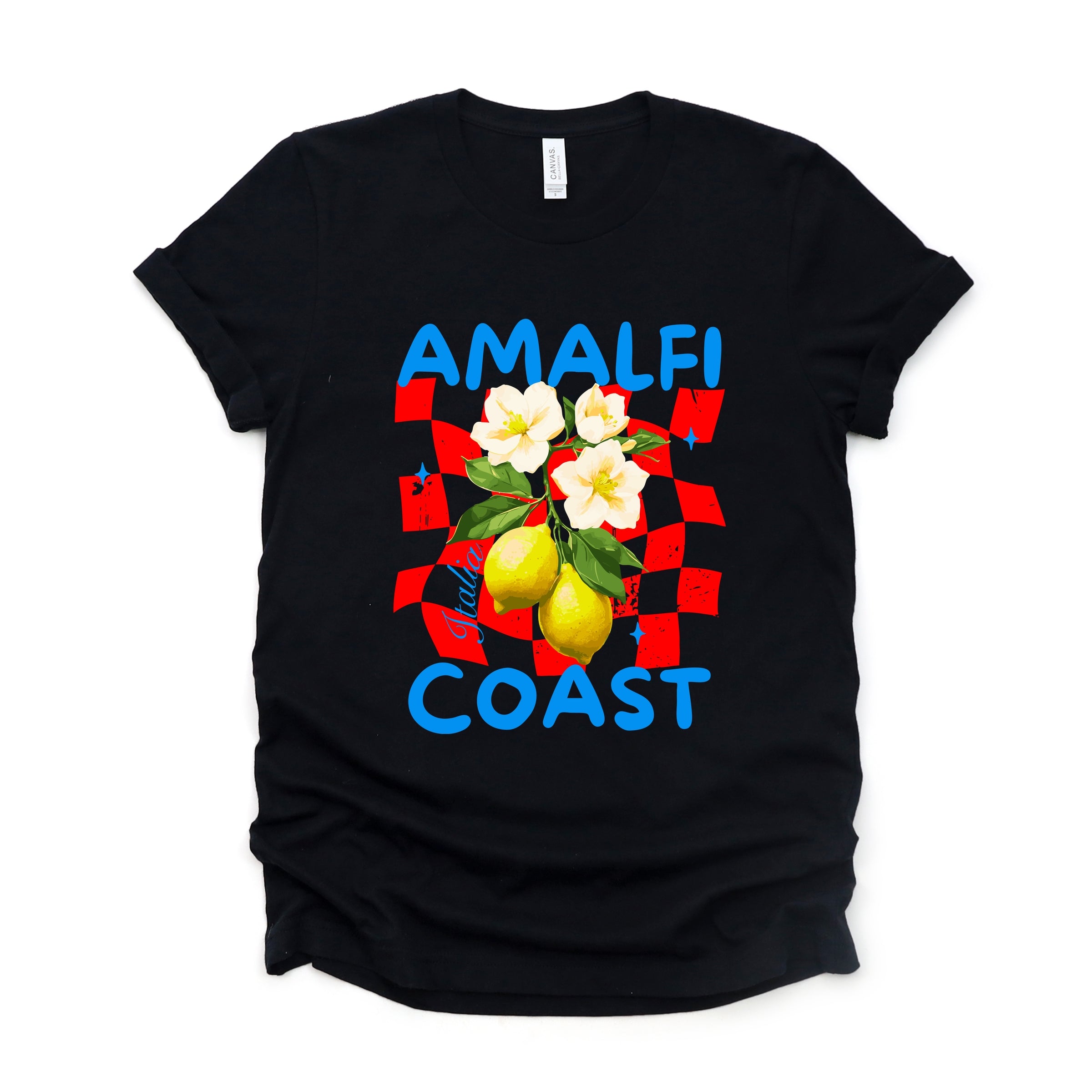 Amalfi Coast Red Checkerboard - Women's Short Sleeve Graphic T-Shirt