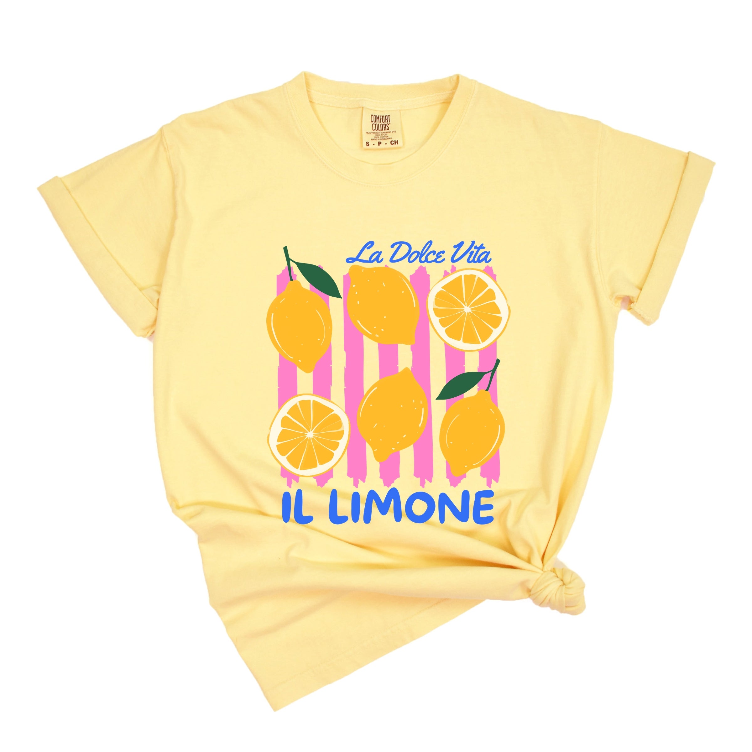 La Dolce Vita Lemons - Women's Garment Dyed Graphic T-Shirt