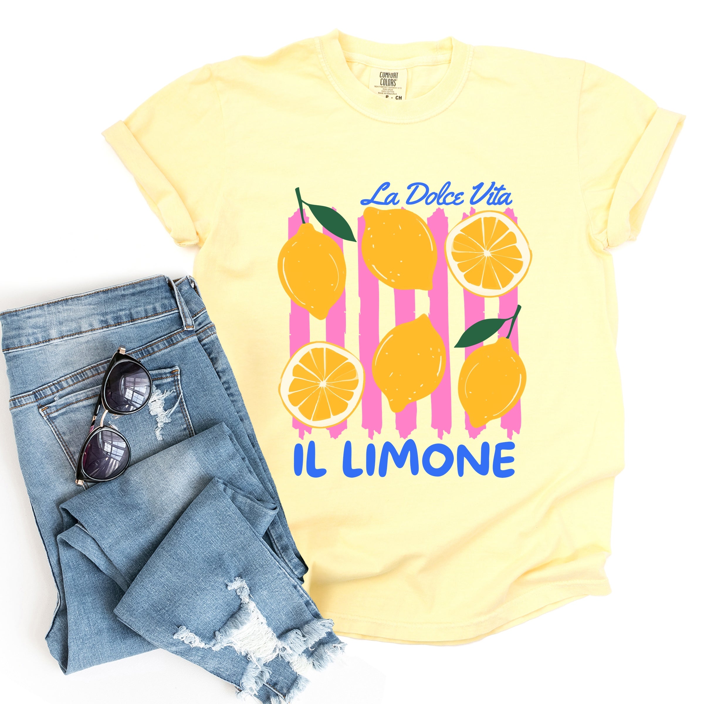 La Dolce Vita Lemons - Women's Garment Dyed Graphic T-Shirt