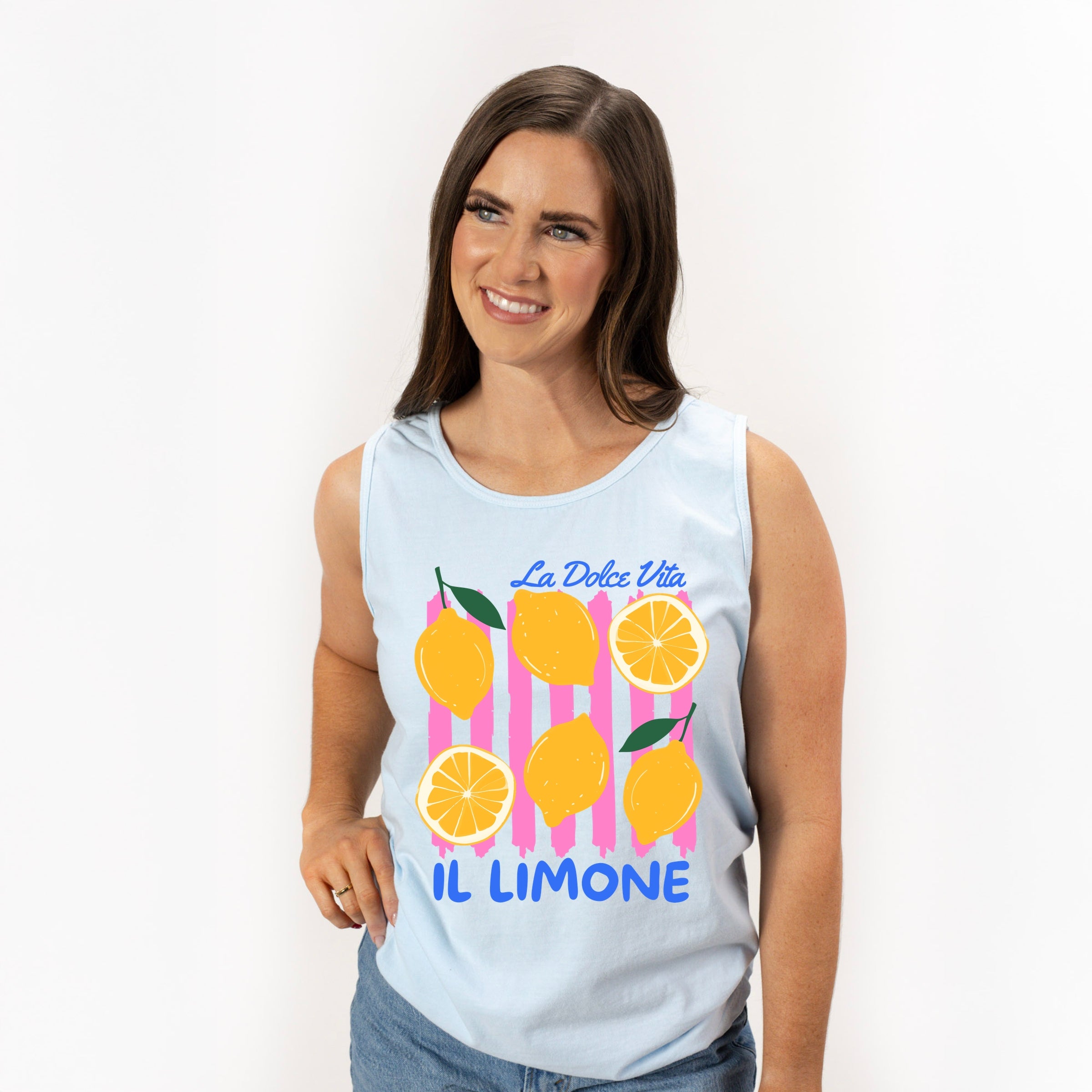 La Dolce Vita Lemons - Women's Garment Dyed Graphic Tank Top