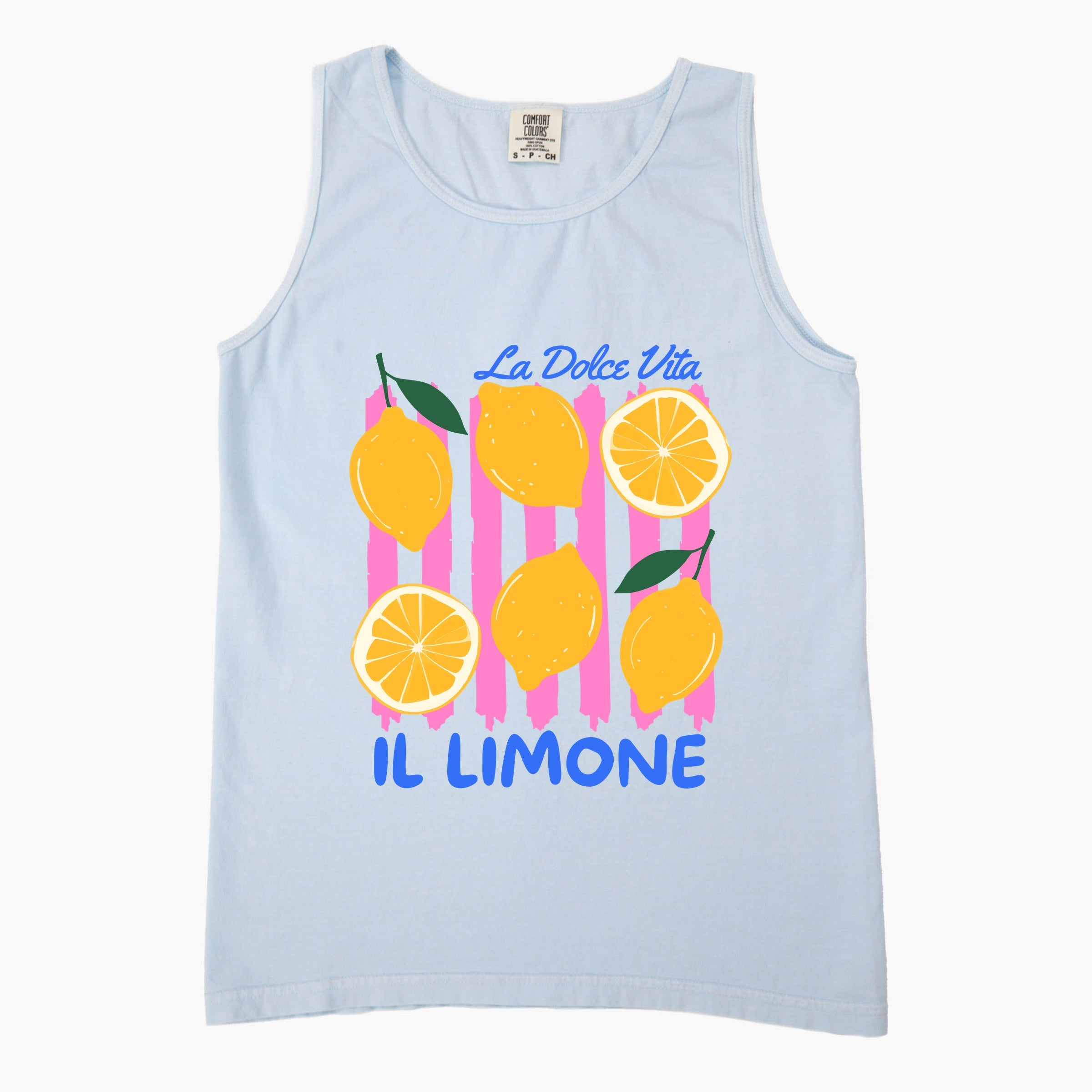 La Dolce Vita Lemons - Women's Garment Dyed Graphic Tank Top