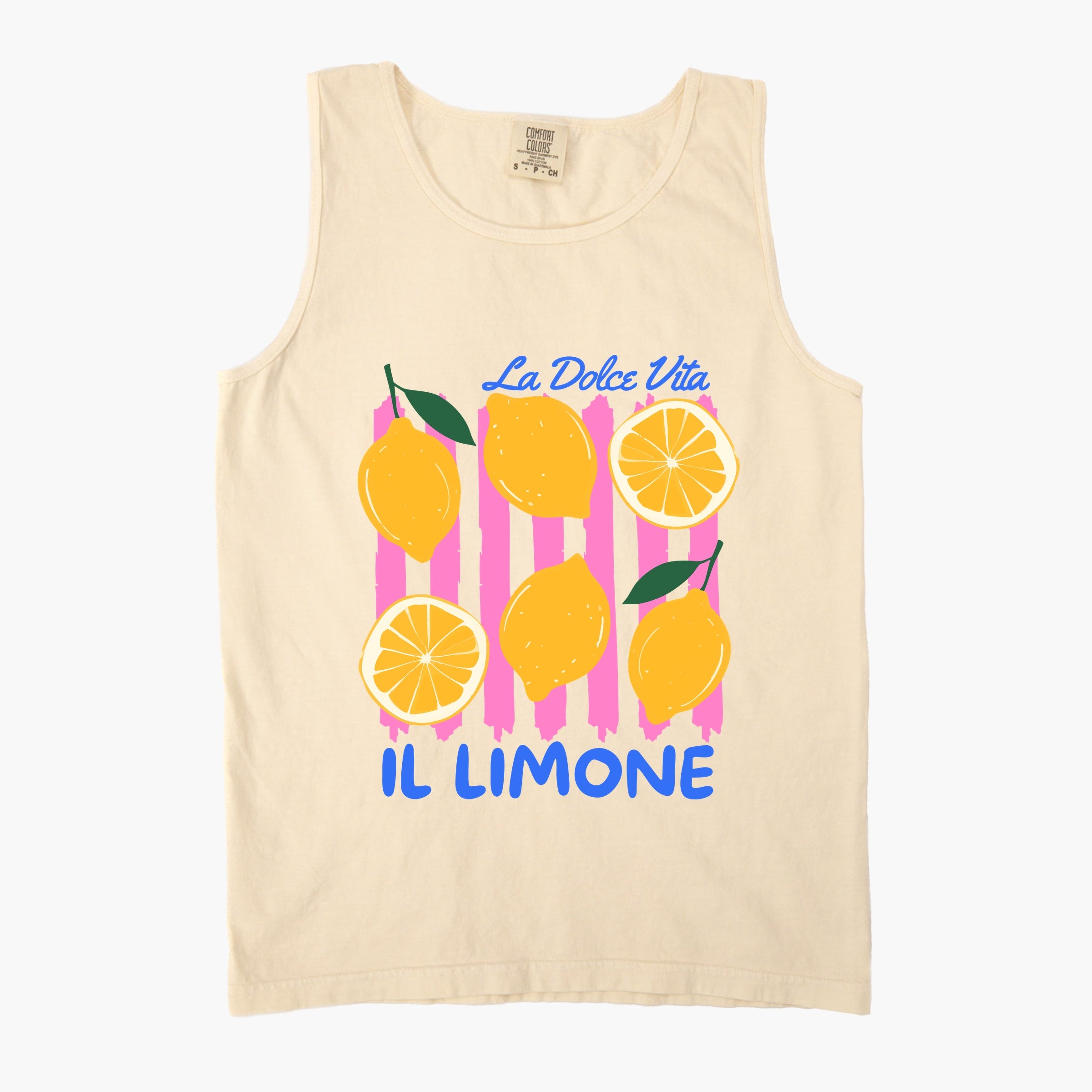 La Dolce Vita Lemons - Women's Garment Dyed Graphic Tank Top