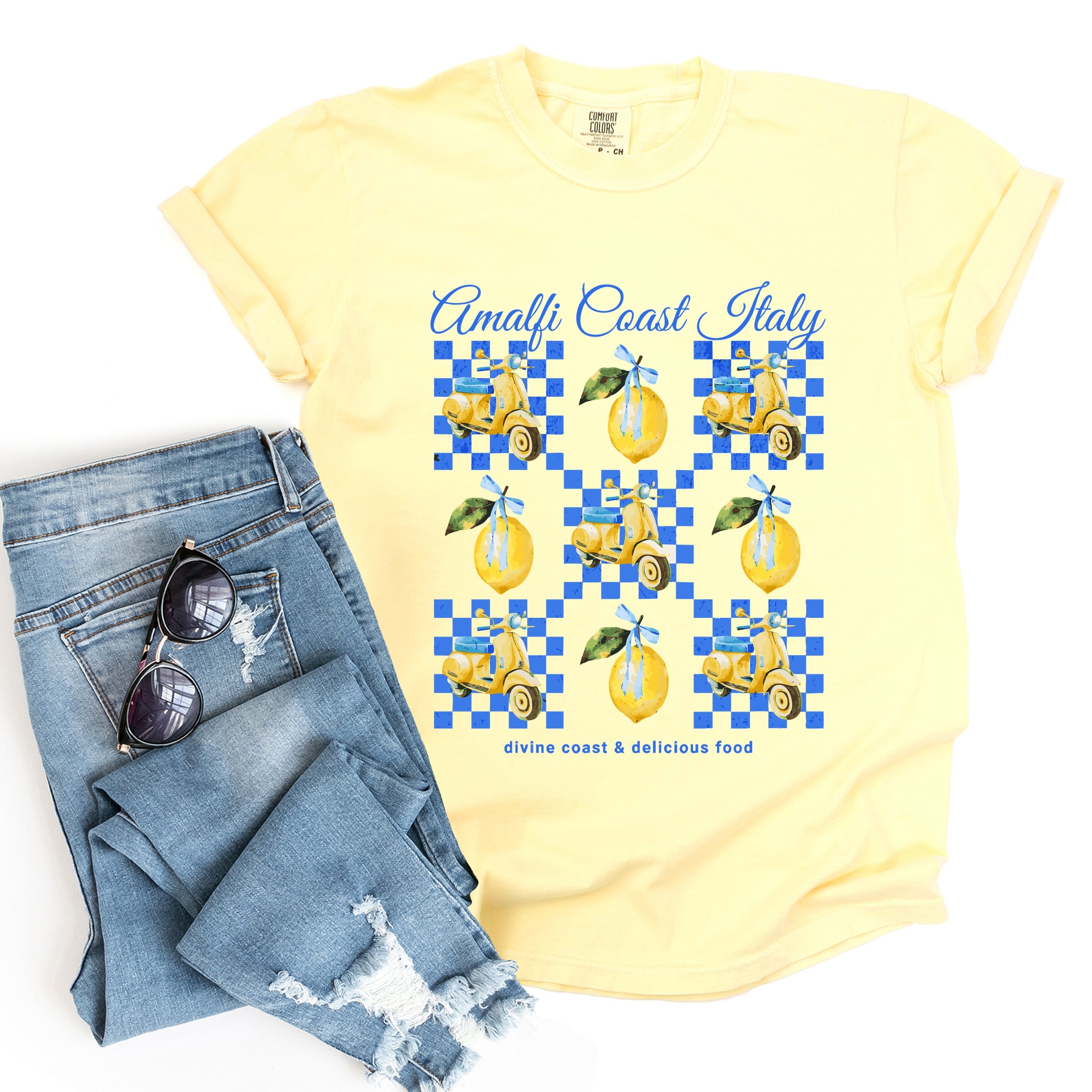 Amalfi Coast Italy Lemons - Women's Garment Dyed Graphic T-Shirt
