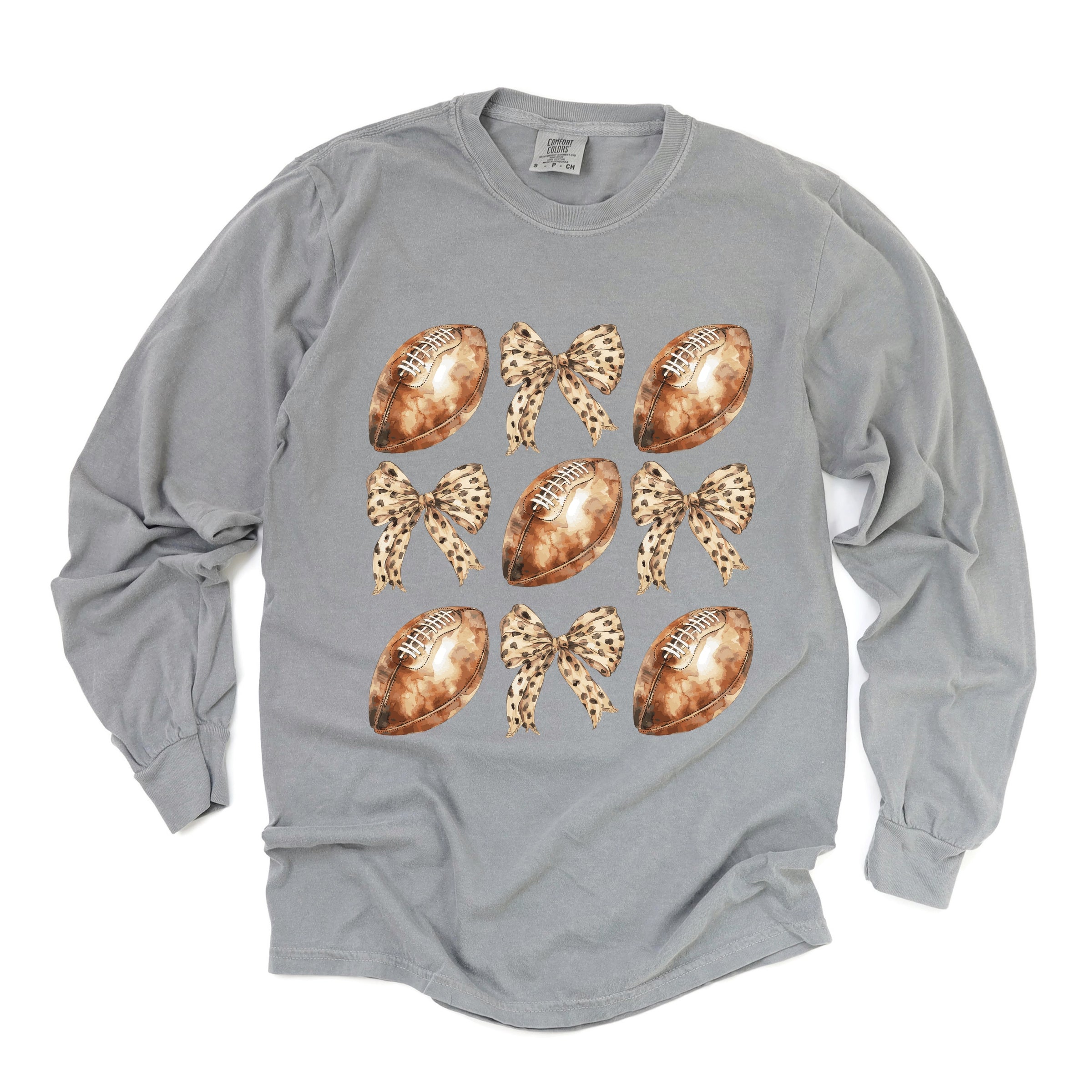 Coquette Football Chart - Women's Garment Dyed Long Sleeve Graphic T-Shirt