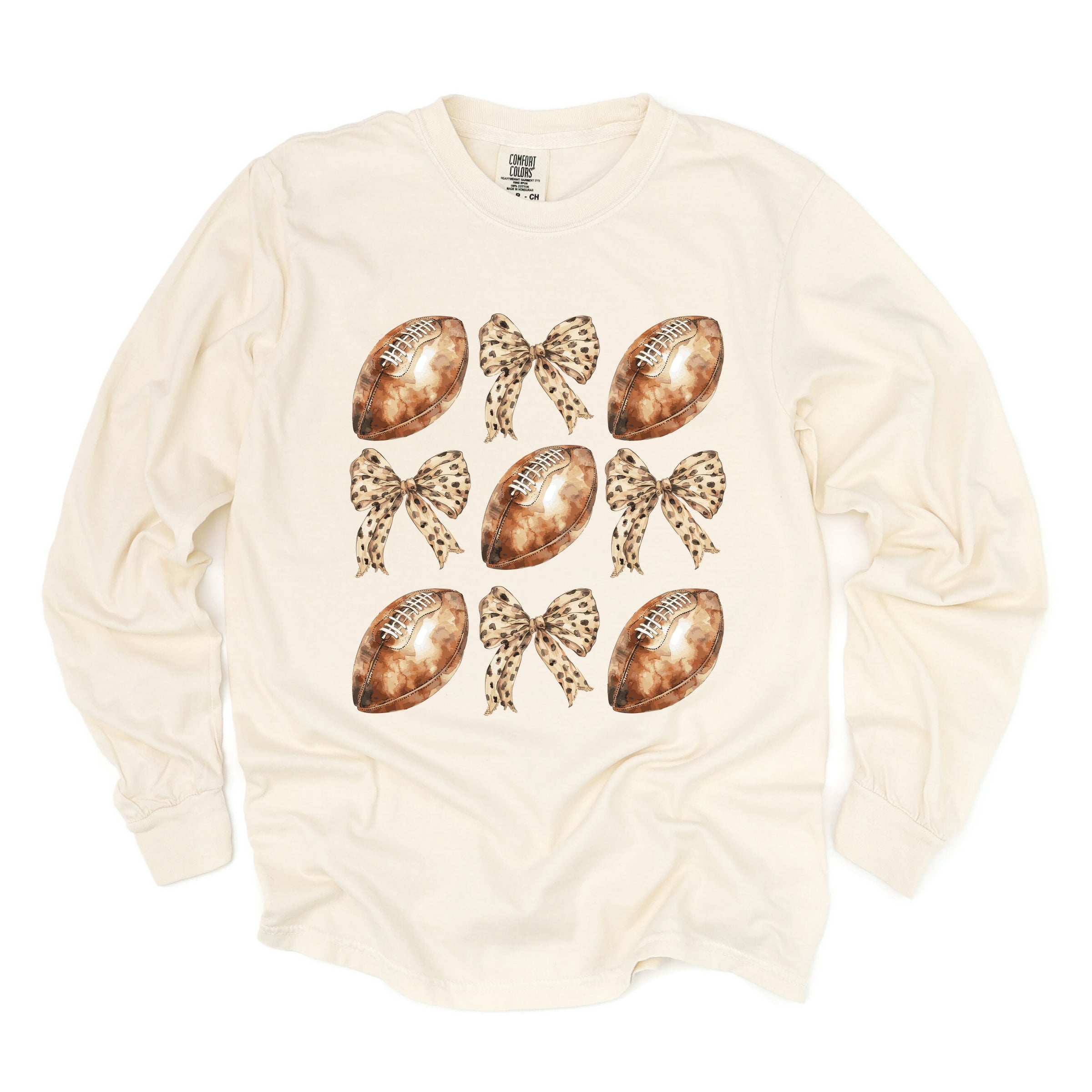 Coquette Football Chart - Women's Garment Dyed Long Sleeve Graphic T-Shirt