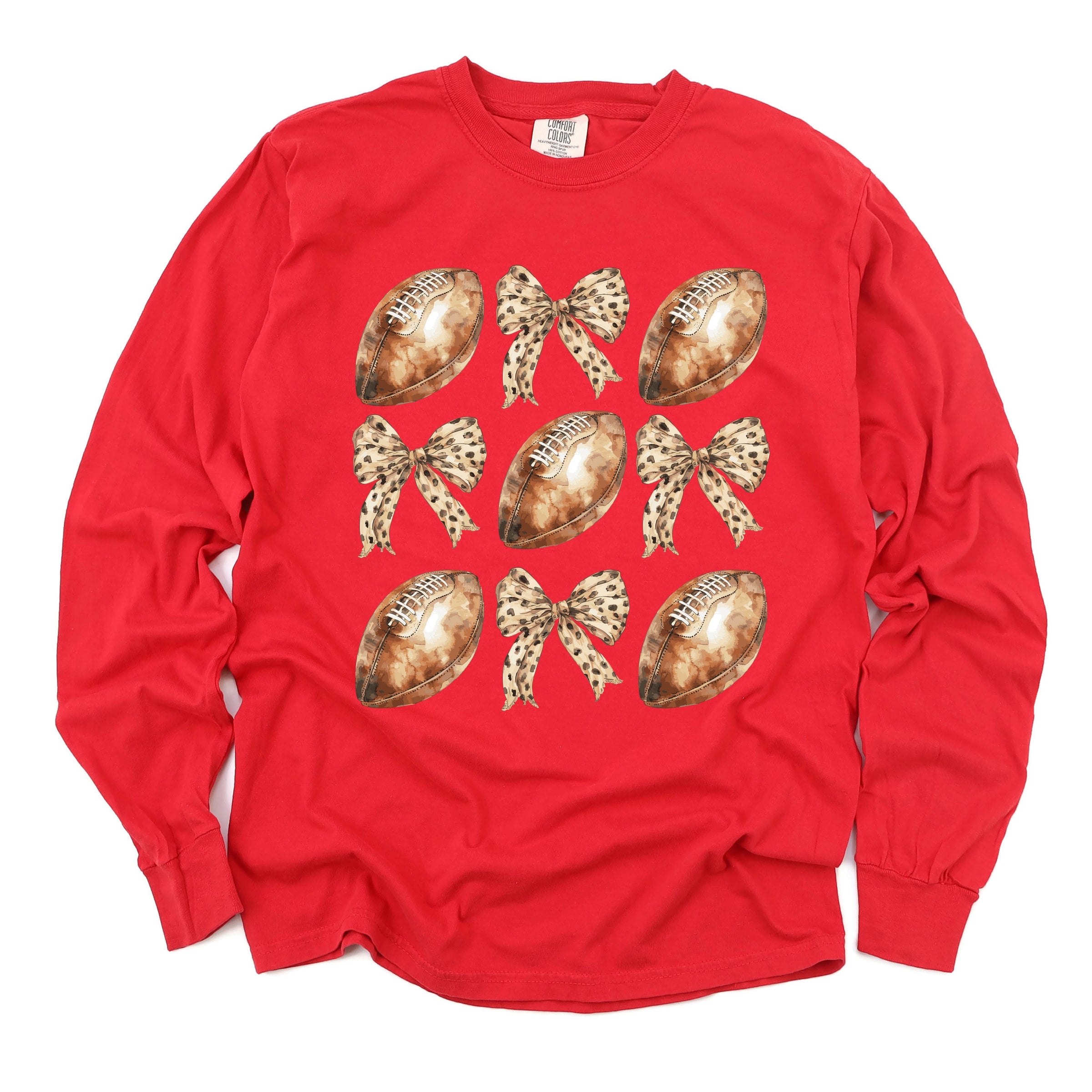 Coquette Football Chart - Women's Garment Dyed Long Sleeve Graphic T-Shirt