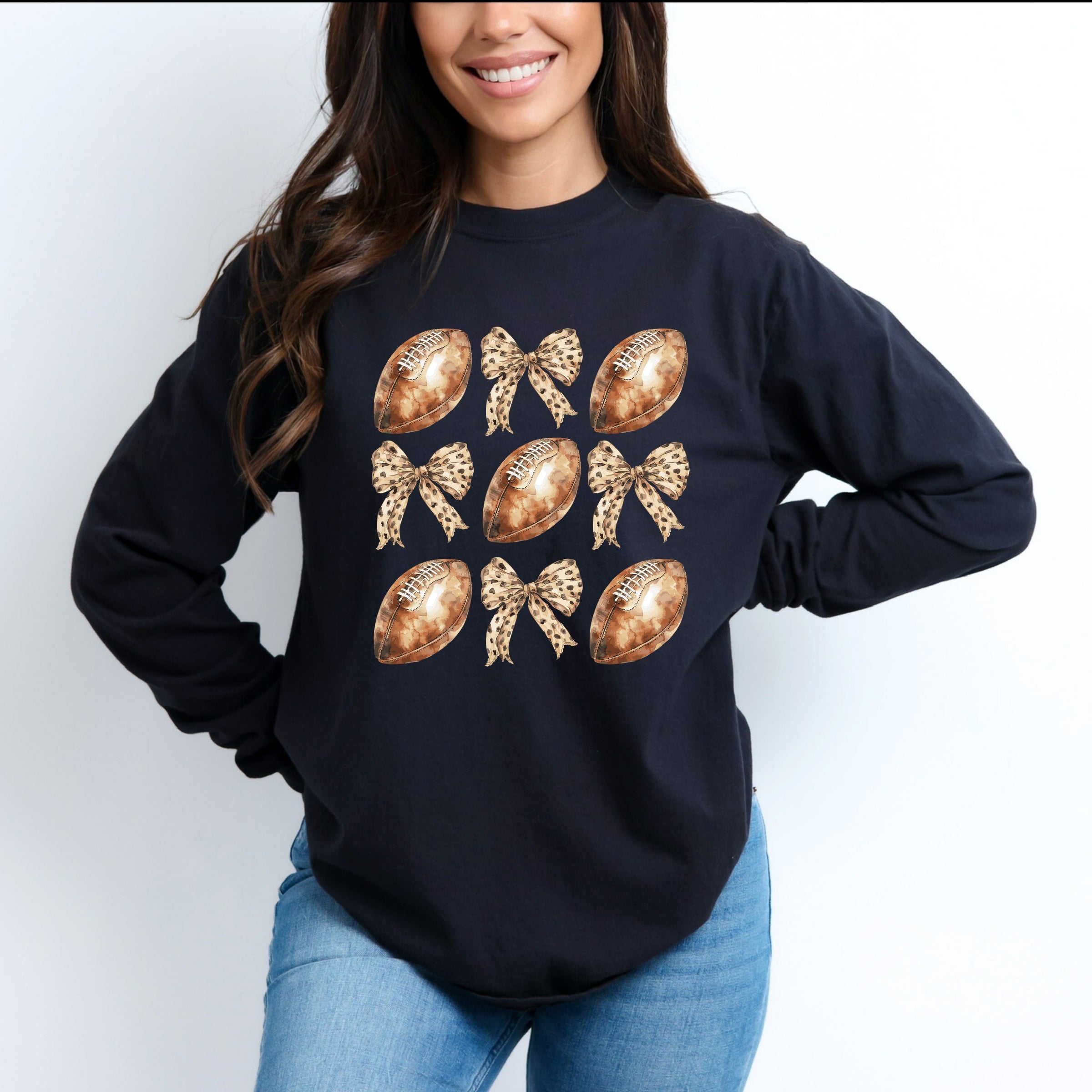 Coquette Football Chart - Women's Garment Dyed Long Sleeve Graphic T-Shirt