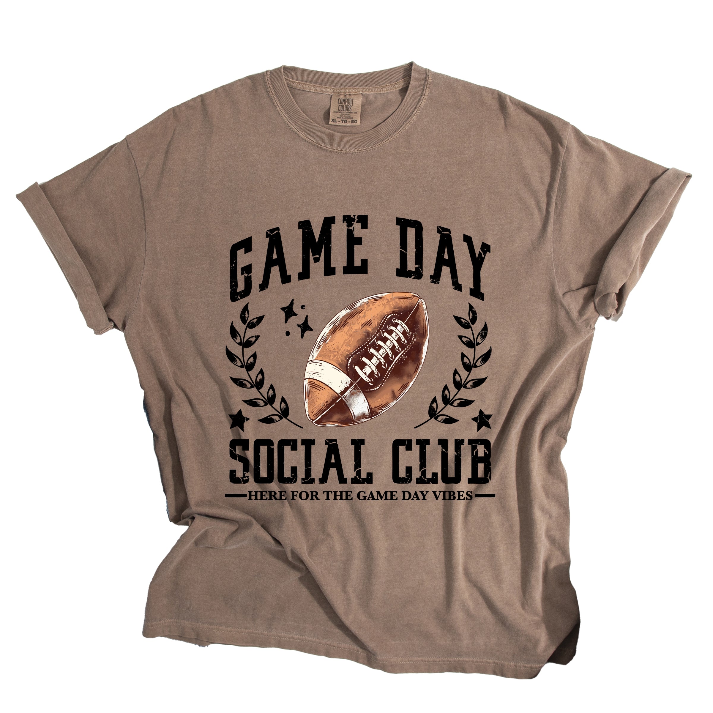 Football Game Day Social Club - Women's Garment Dyed Graphic T-Shirt