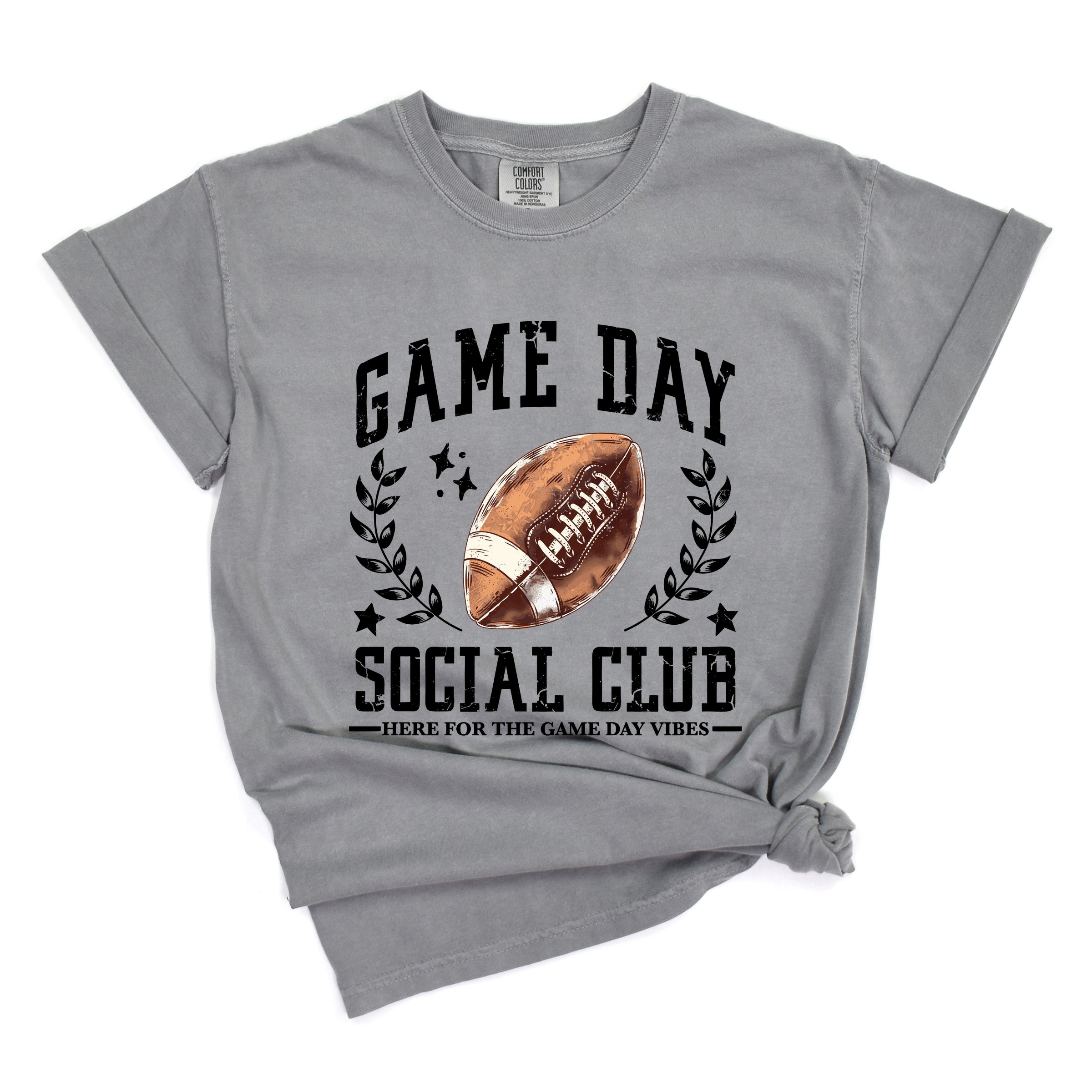 Football Game Day Social Club - Women's Garment Dyed Graphic T-Shirt