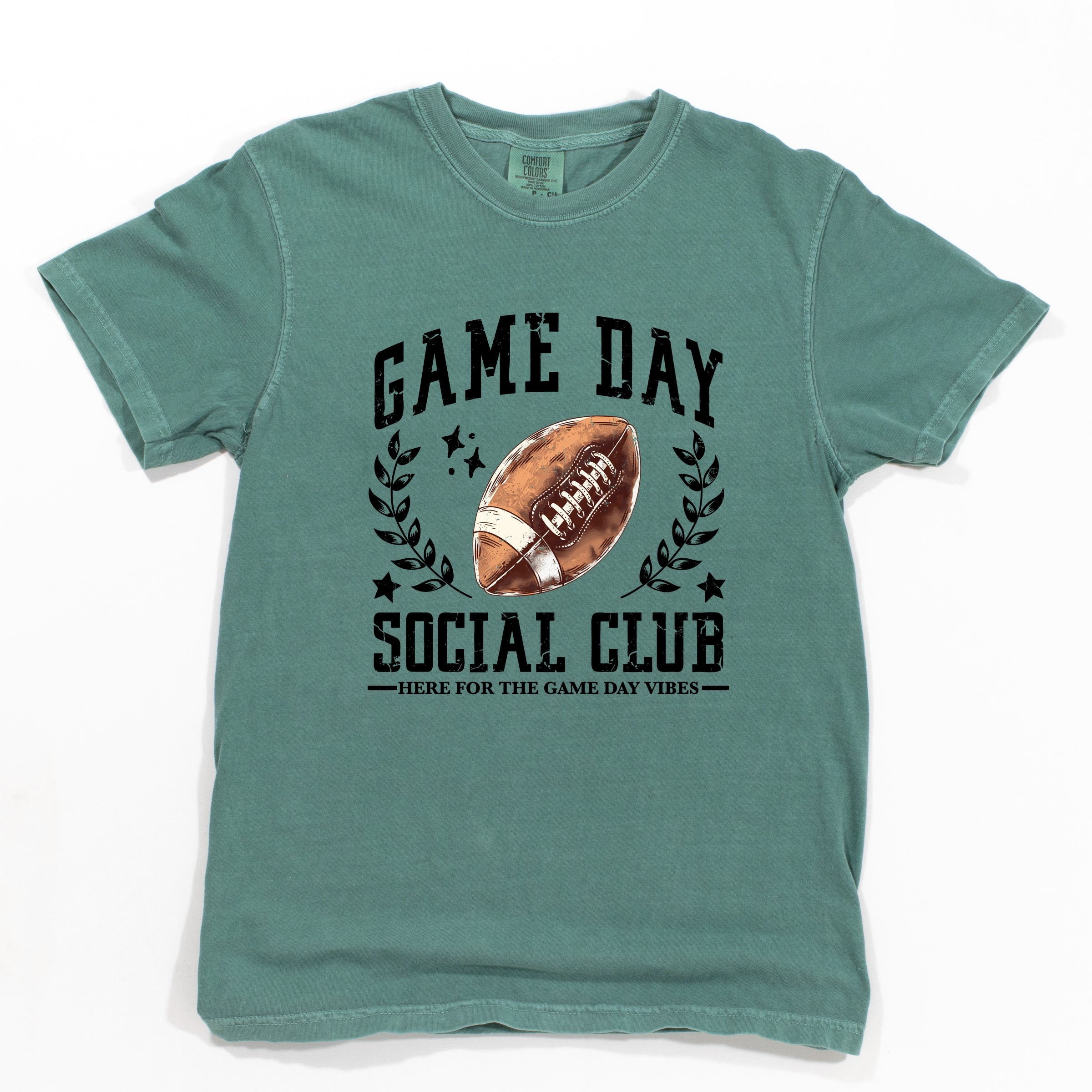 Football Game Day Social Club - Women's Garment Dyed Graphic T-Shirt