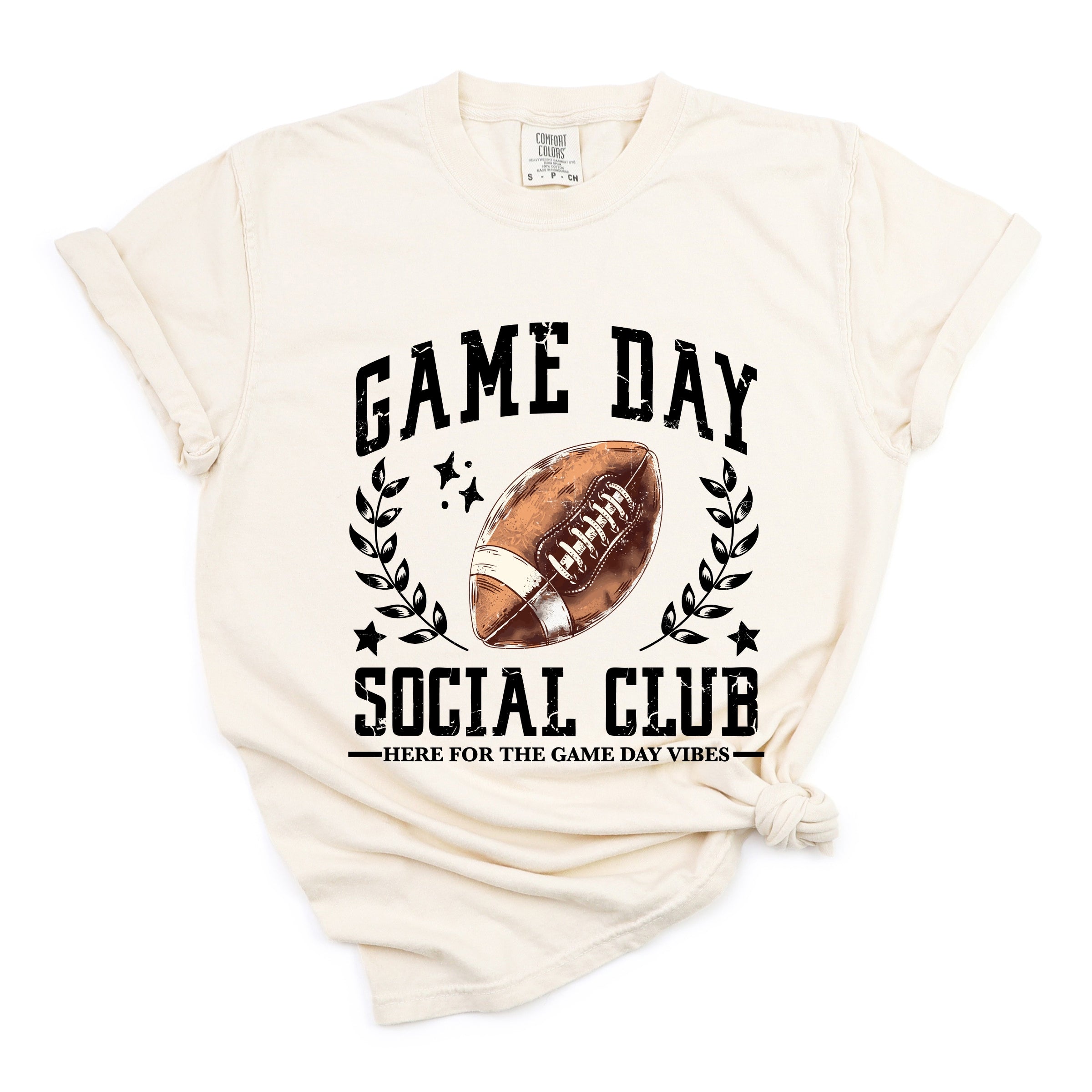 Football Game Day Social Club - Women's Garment Dyed Graphic T-Shirt