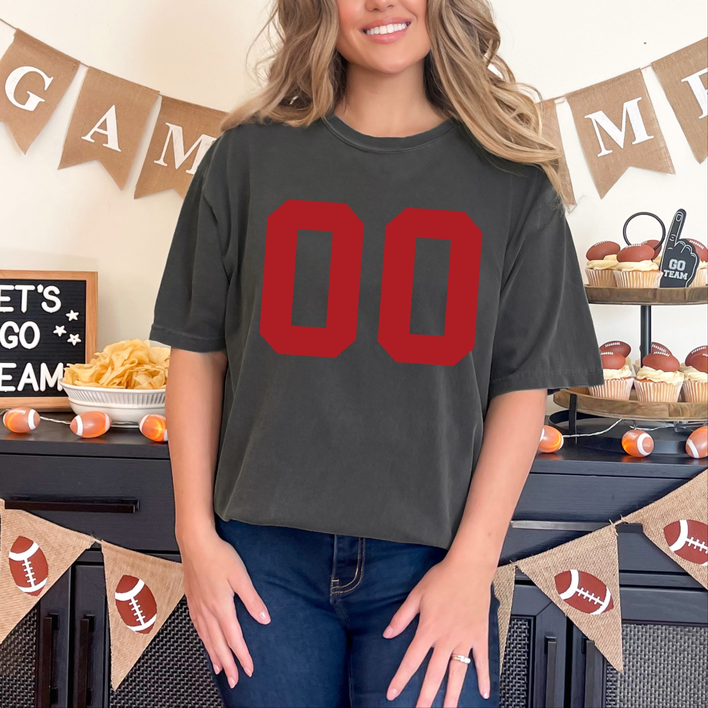 Football Jersey 00 - Womens Garment Dyed Tee