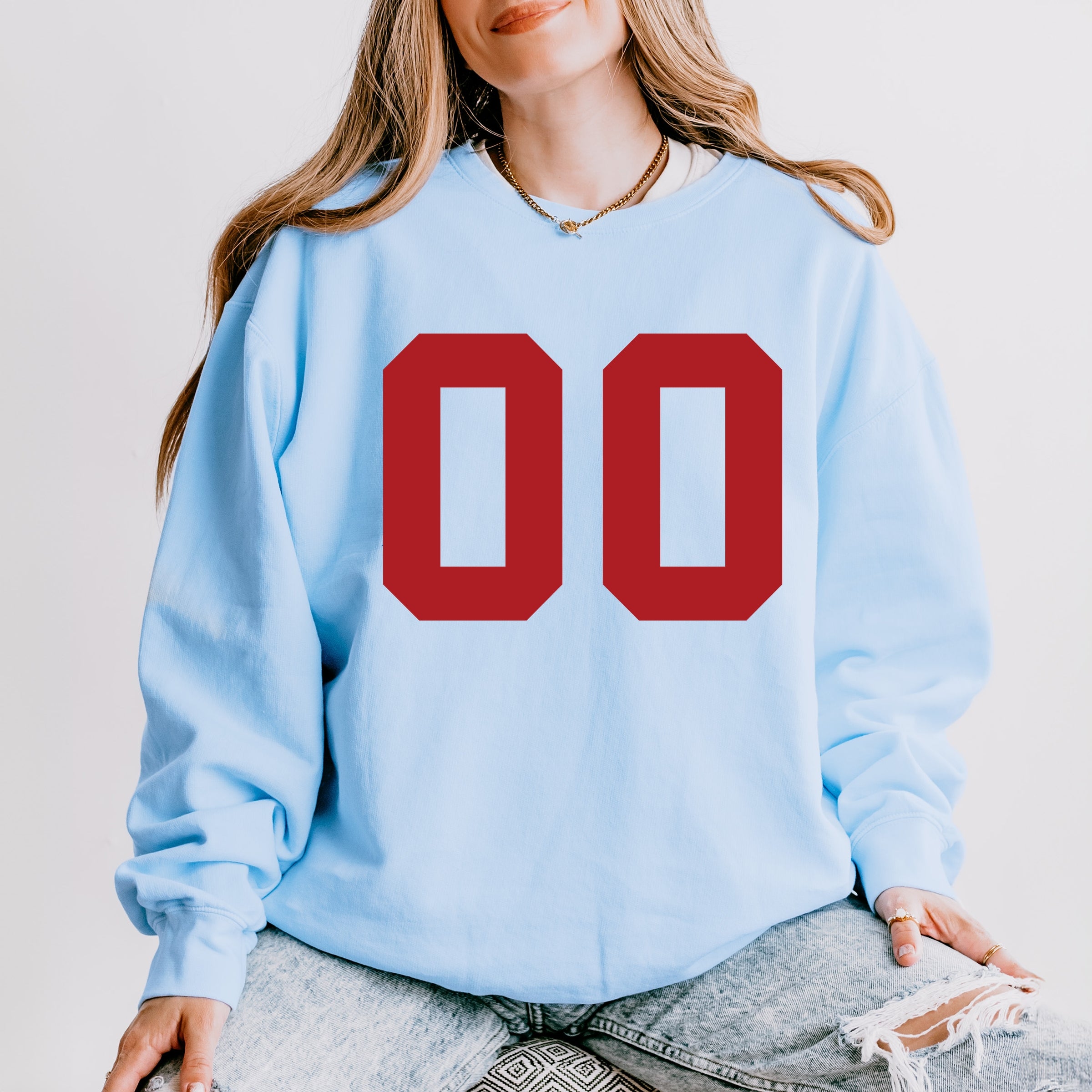 Football Jersey 00 - Womens Lightweight Garment Dyed Sweatshirt