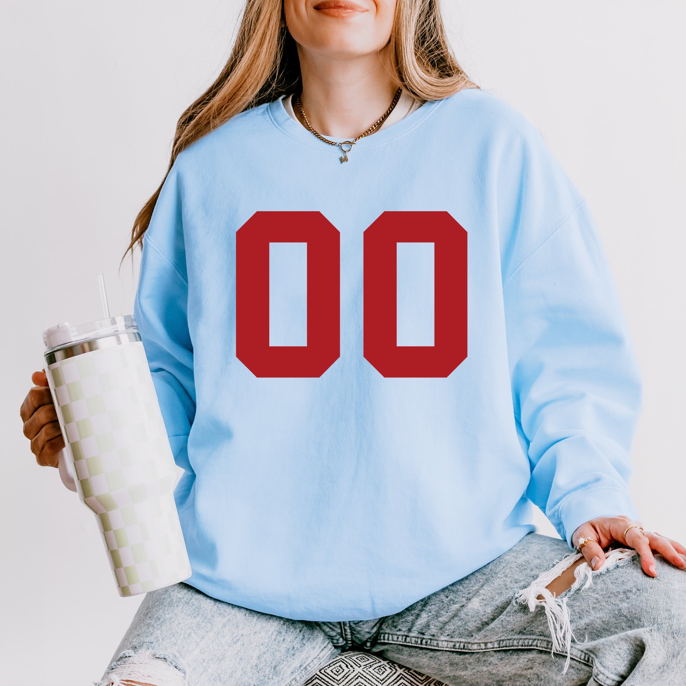 Football Jersey 00 - Womens Lightweight Garment Dyed Sweatshirt