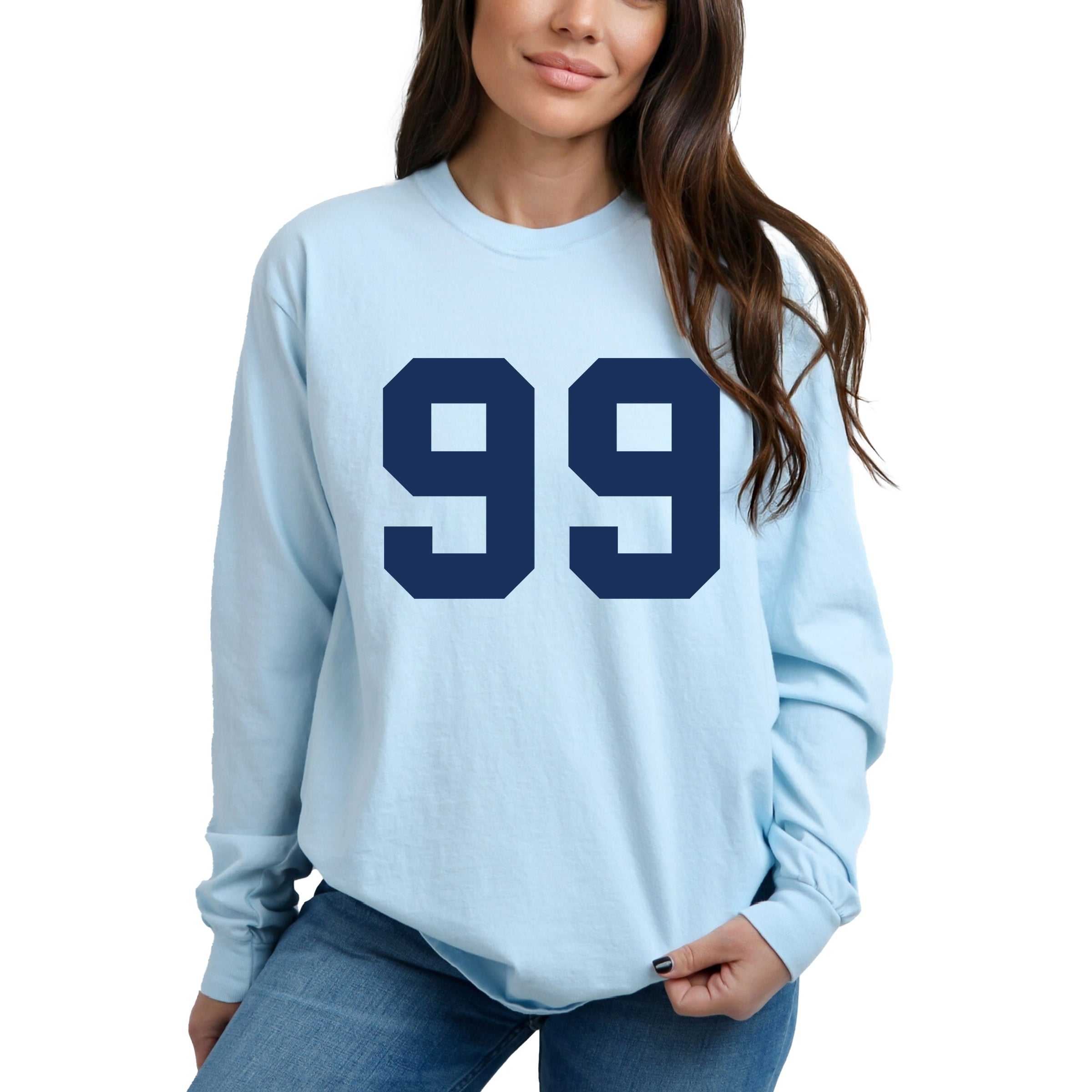Football Jersey 99 - Womens Garment Dyed Long Sleeve