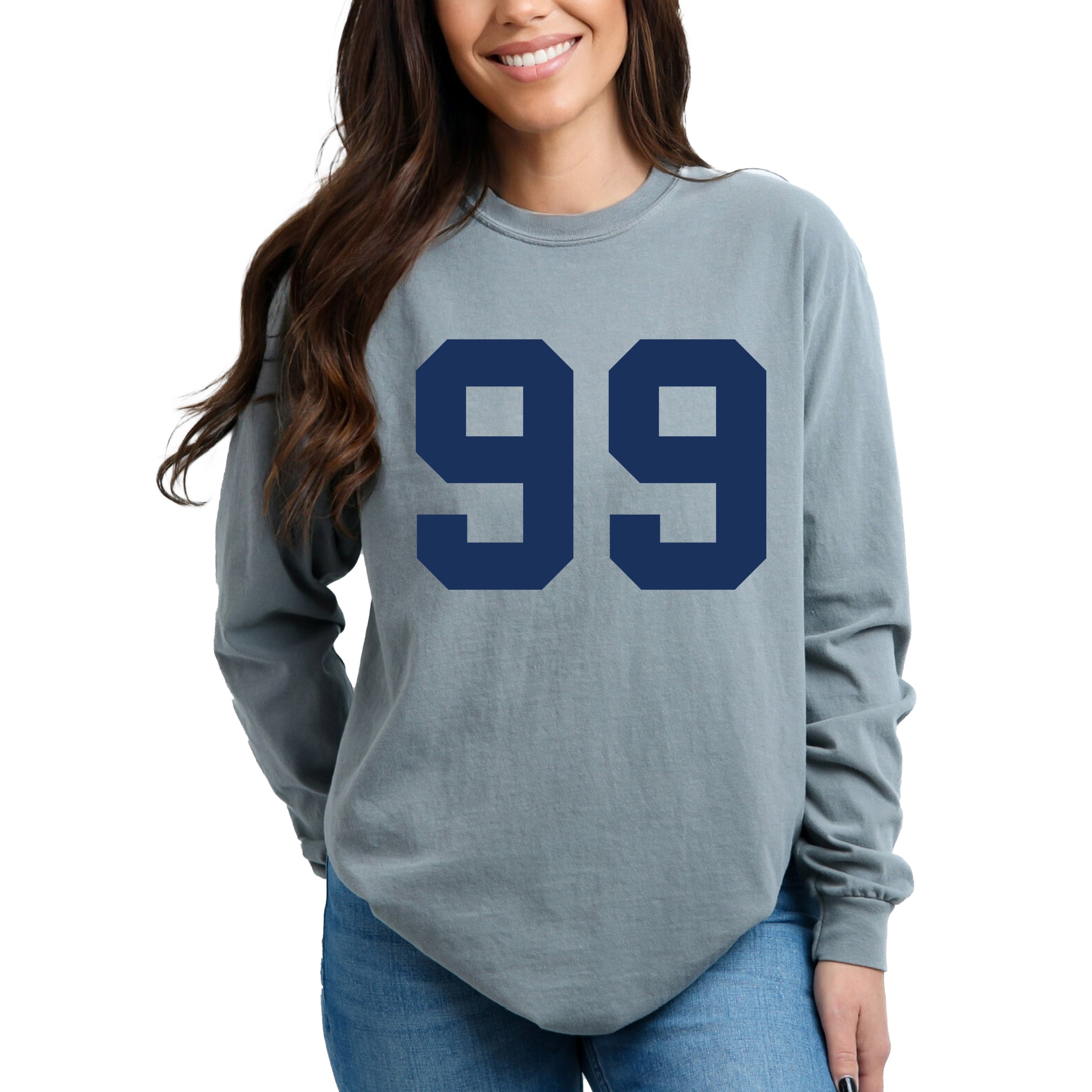 Football Jersey 99 - Womens Garment Dyed Long Sleeve