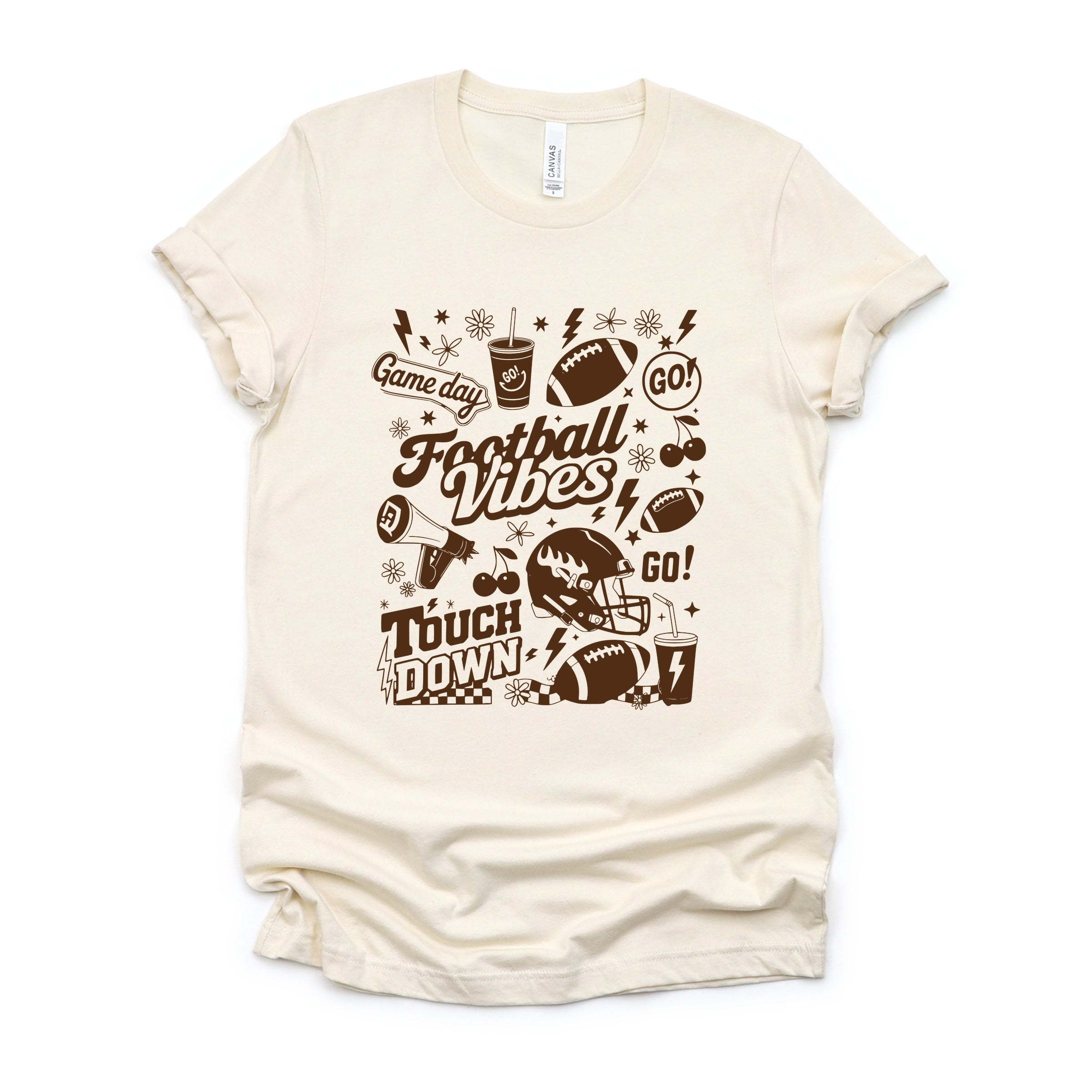 Football Vibes Touchdown Collage - Womens Short Sleeve Tee
