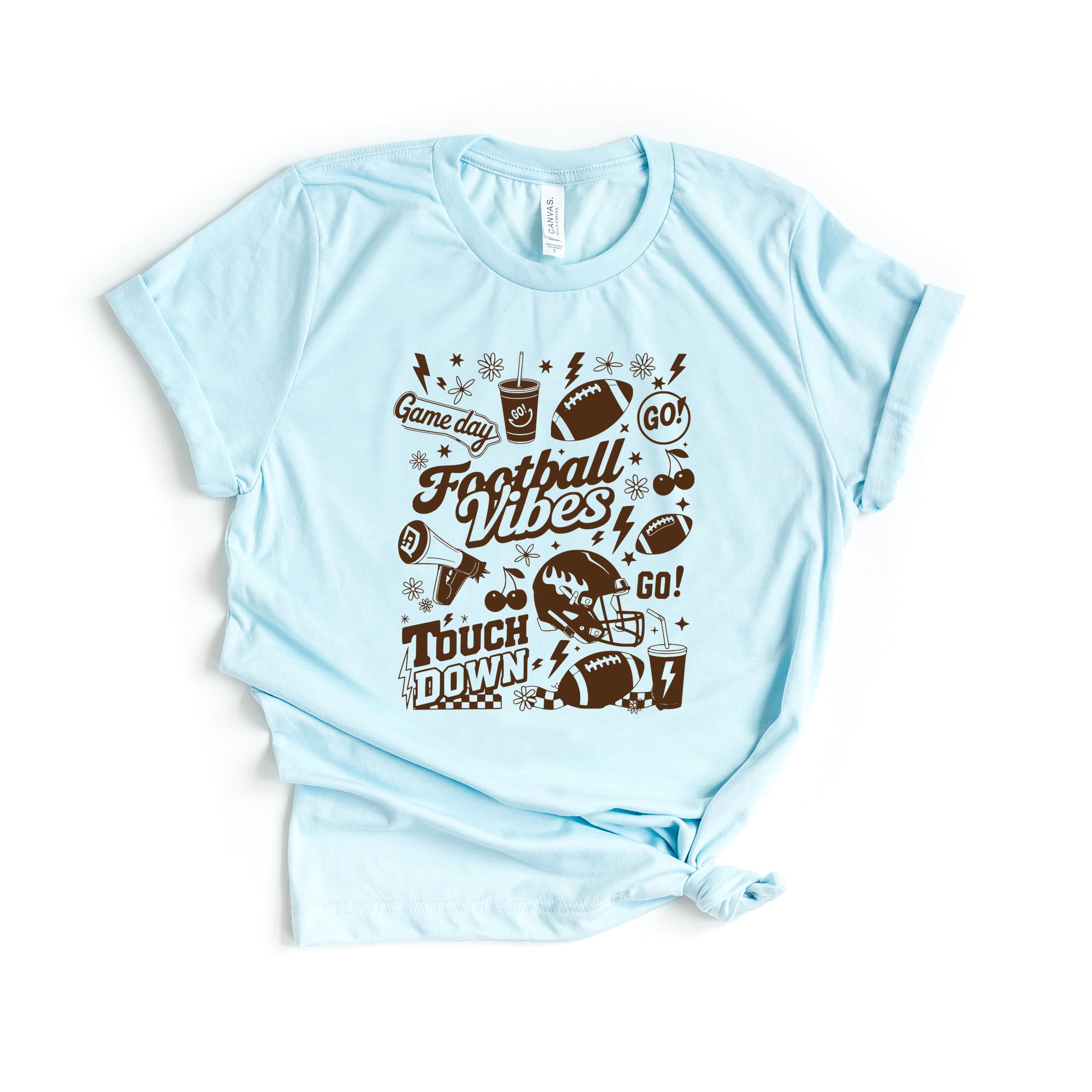 Football Vibes Touchdown Collage - Womens Short Sleeve Tee