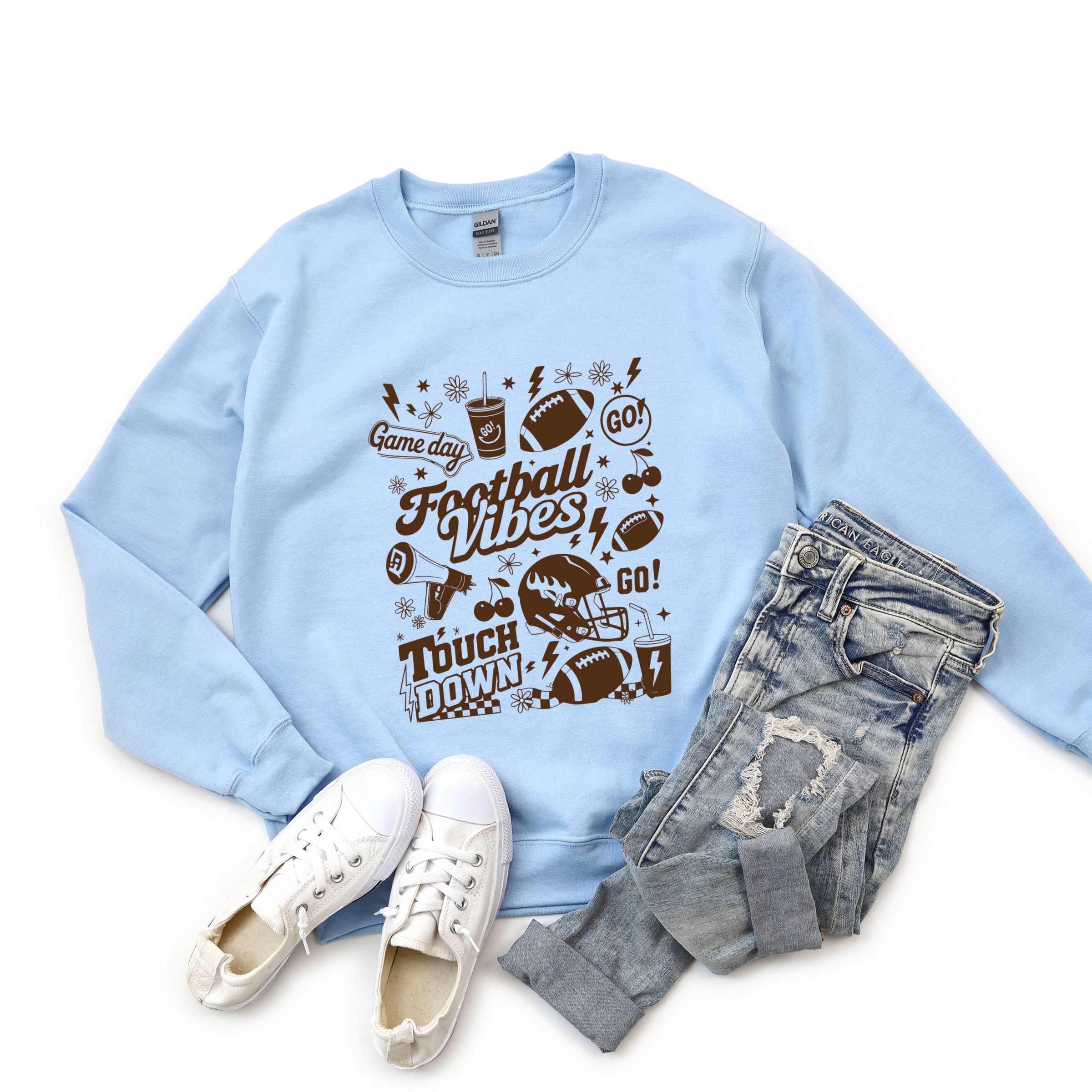 Football Vibes Touchdown Collage -  Womens Sweatshirt