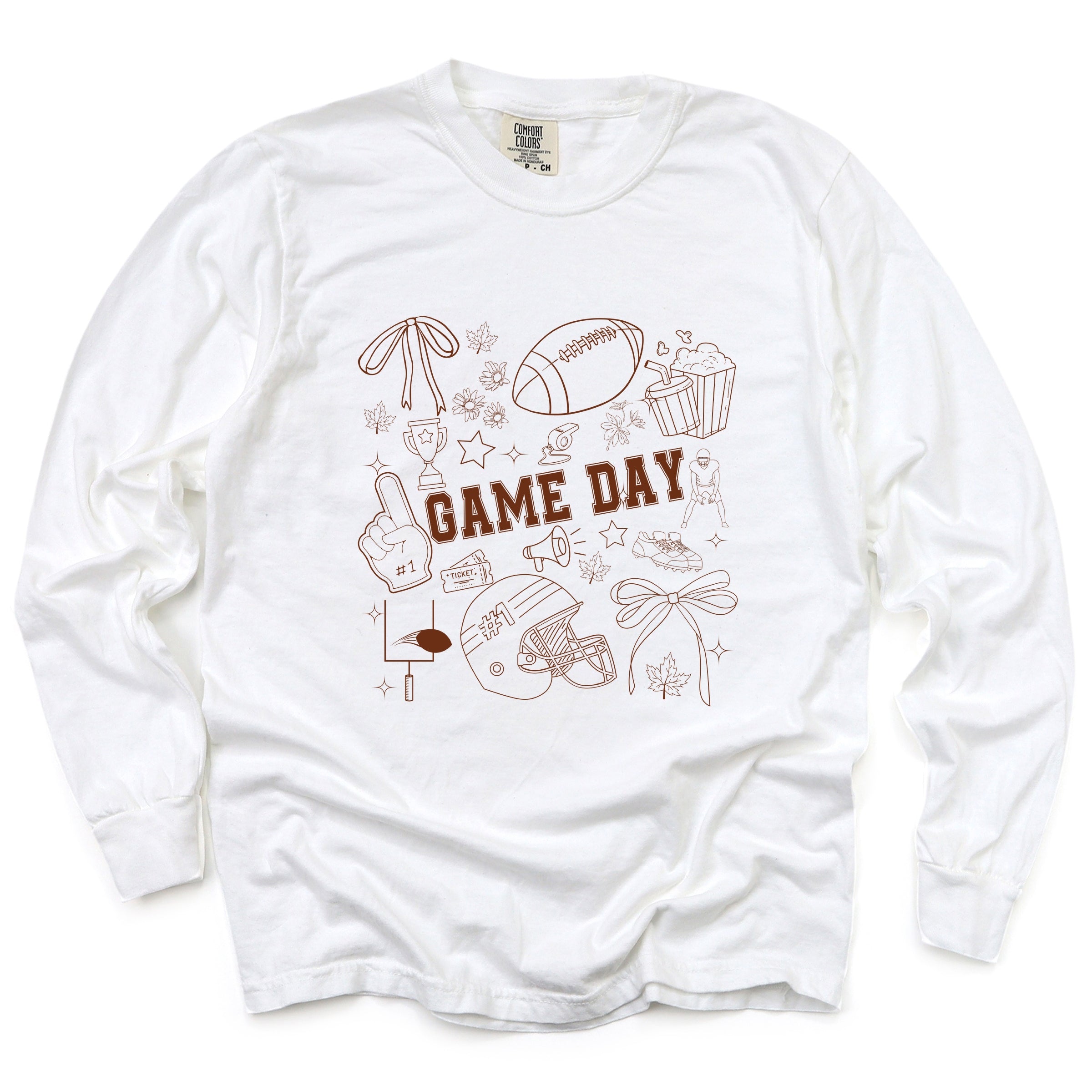 Football Game Day Collage - Womens Garment Dyed Long Sleeve