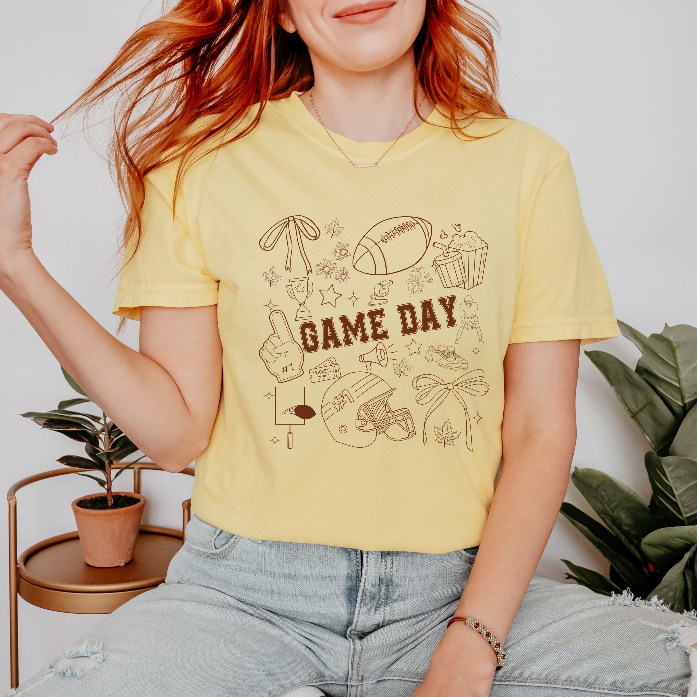 Football Game Day Collage - Womens Garment Dyed Tee