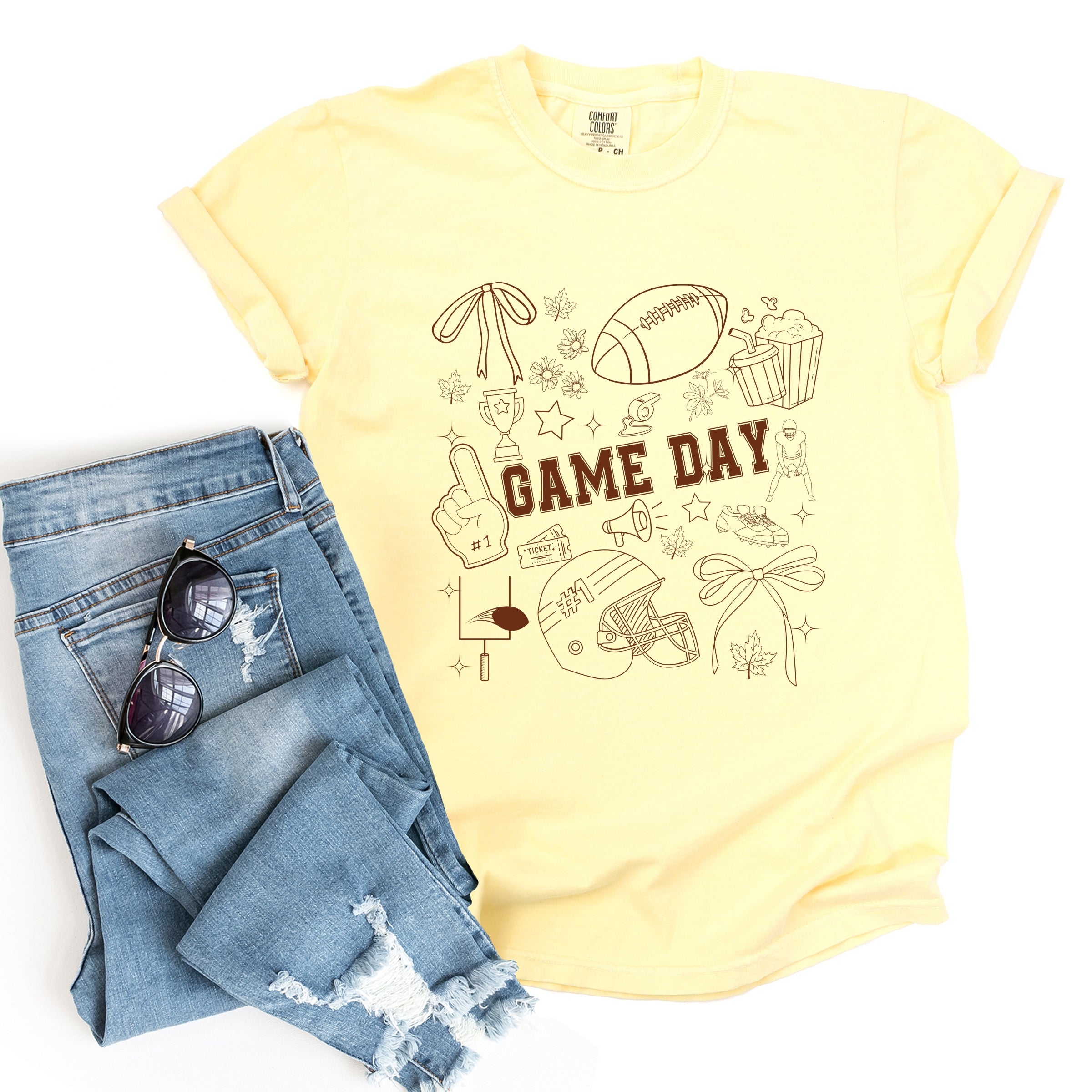 Football Game Day Collage - Womens Garment Dyed Tee