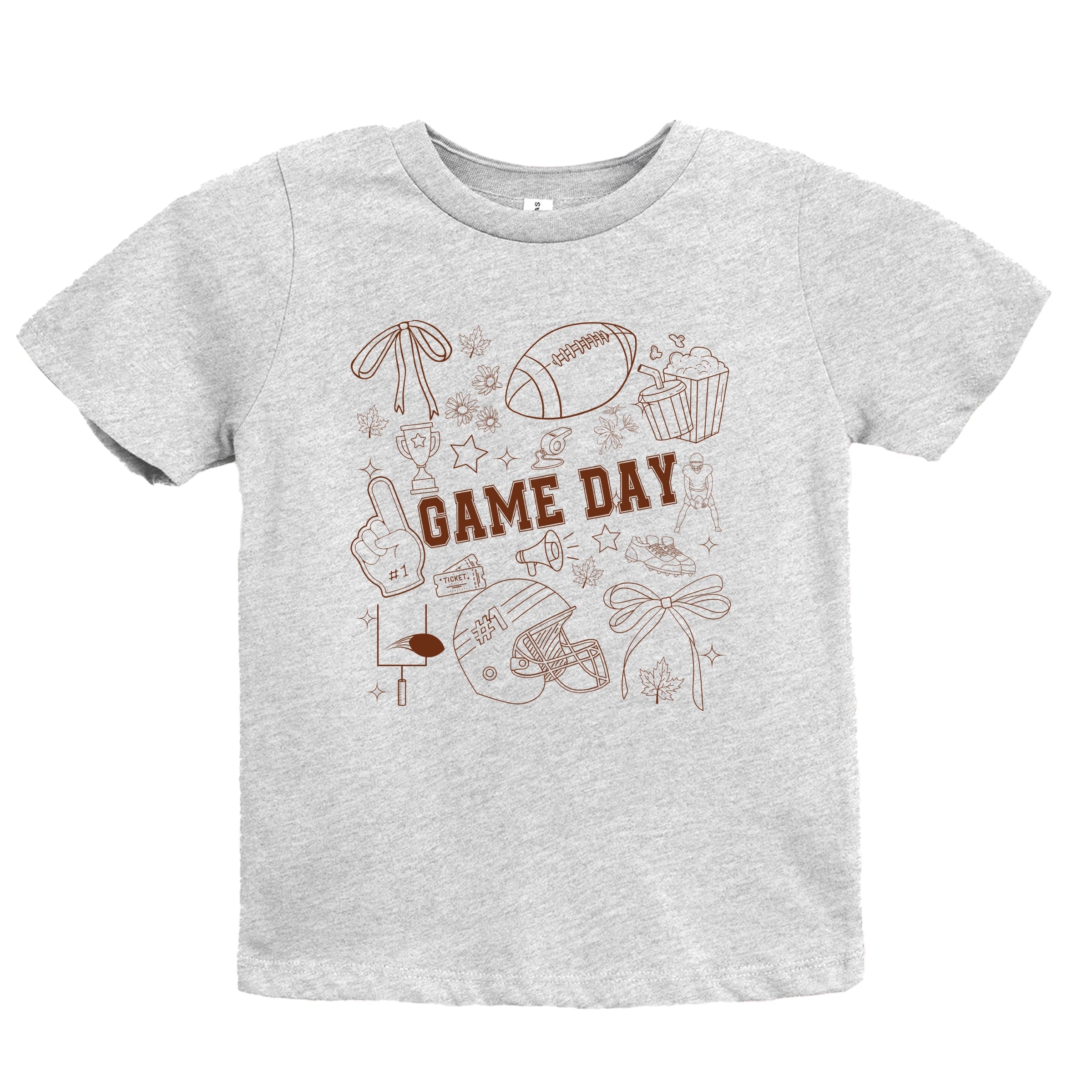 Football Game Day Collage - Kids Youth Short Sleeve Tee and Toddler Short Sleeve Tee