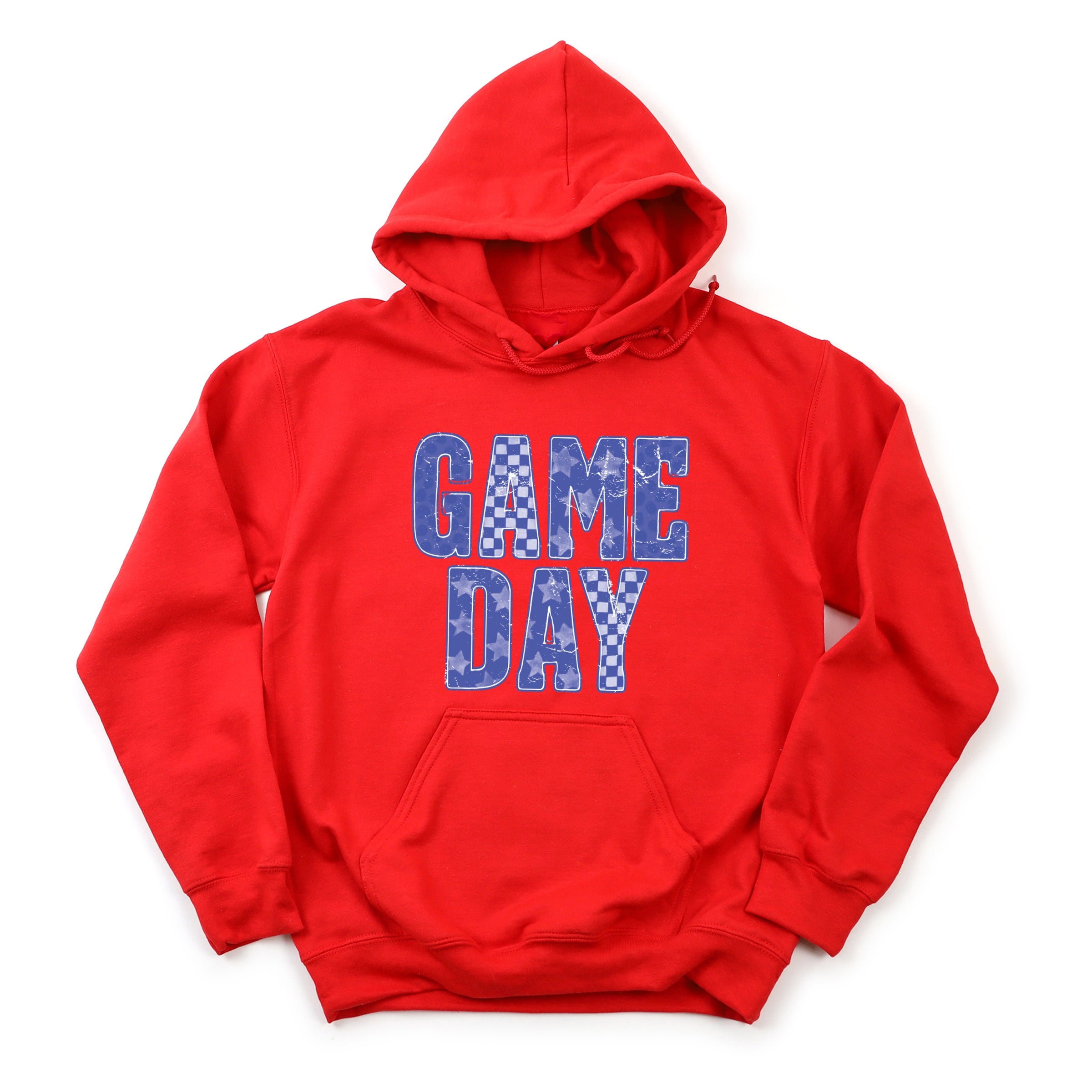Game Day Blue Checkered - Womens Hoodie