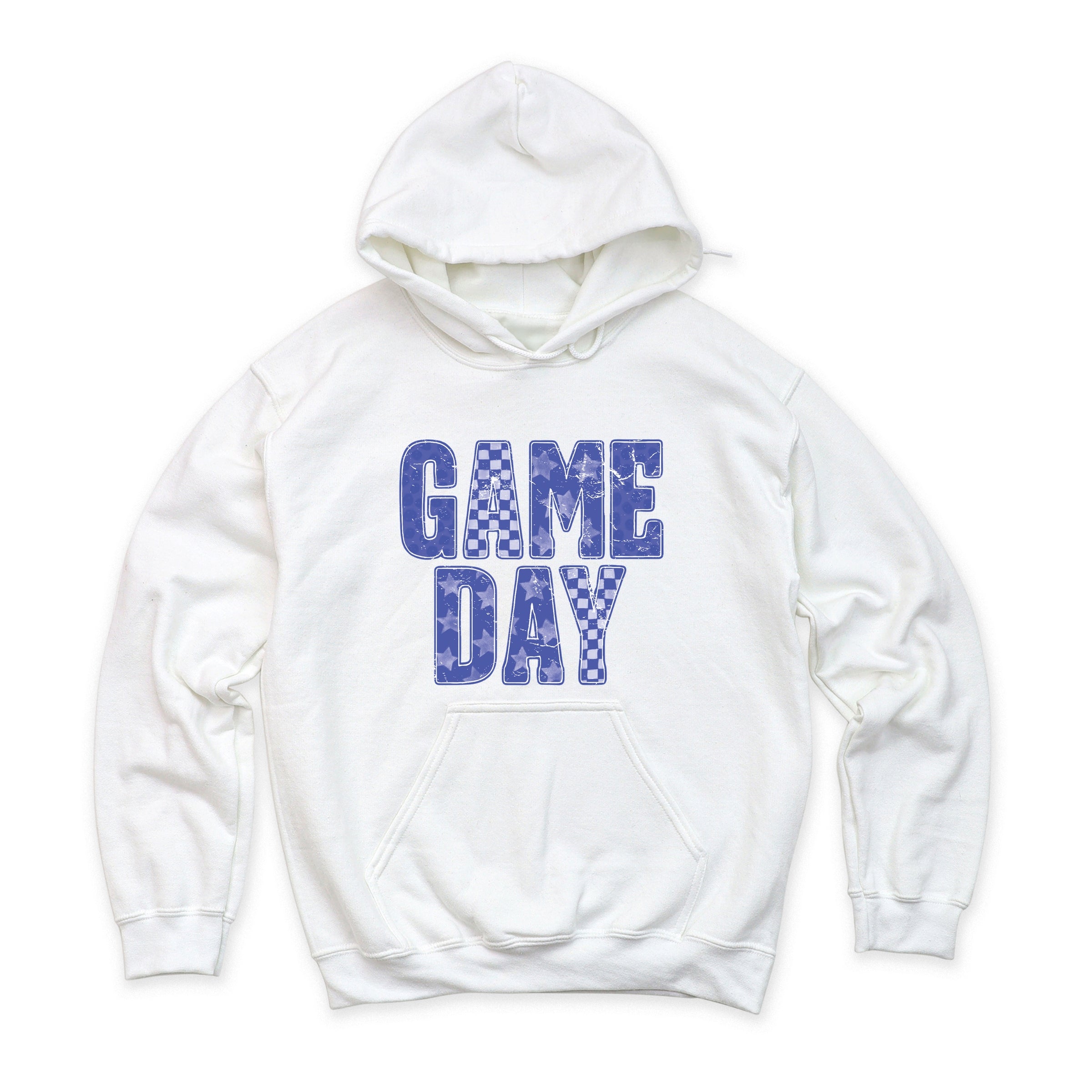 Game Day Blue Checkered - Womens Hoodie