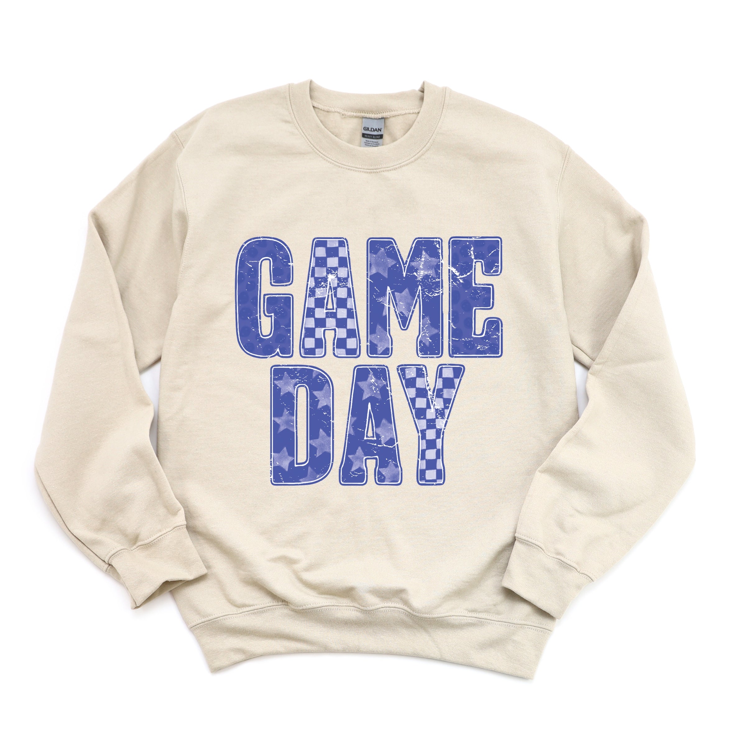 Game Day Blue Checkered -  Womens Sweatshirt