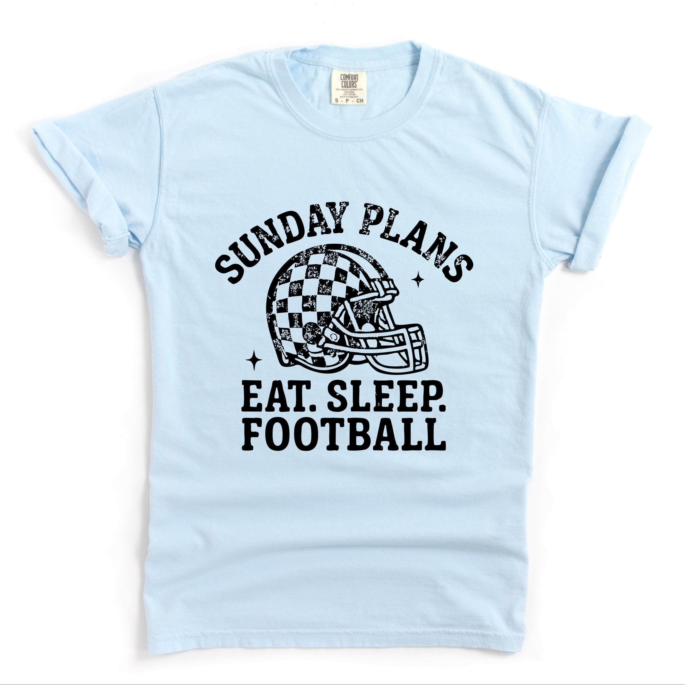 Sunday Plans: Eat. Sleep. Football - Women's Garment Dyed Graphic T-Shirt