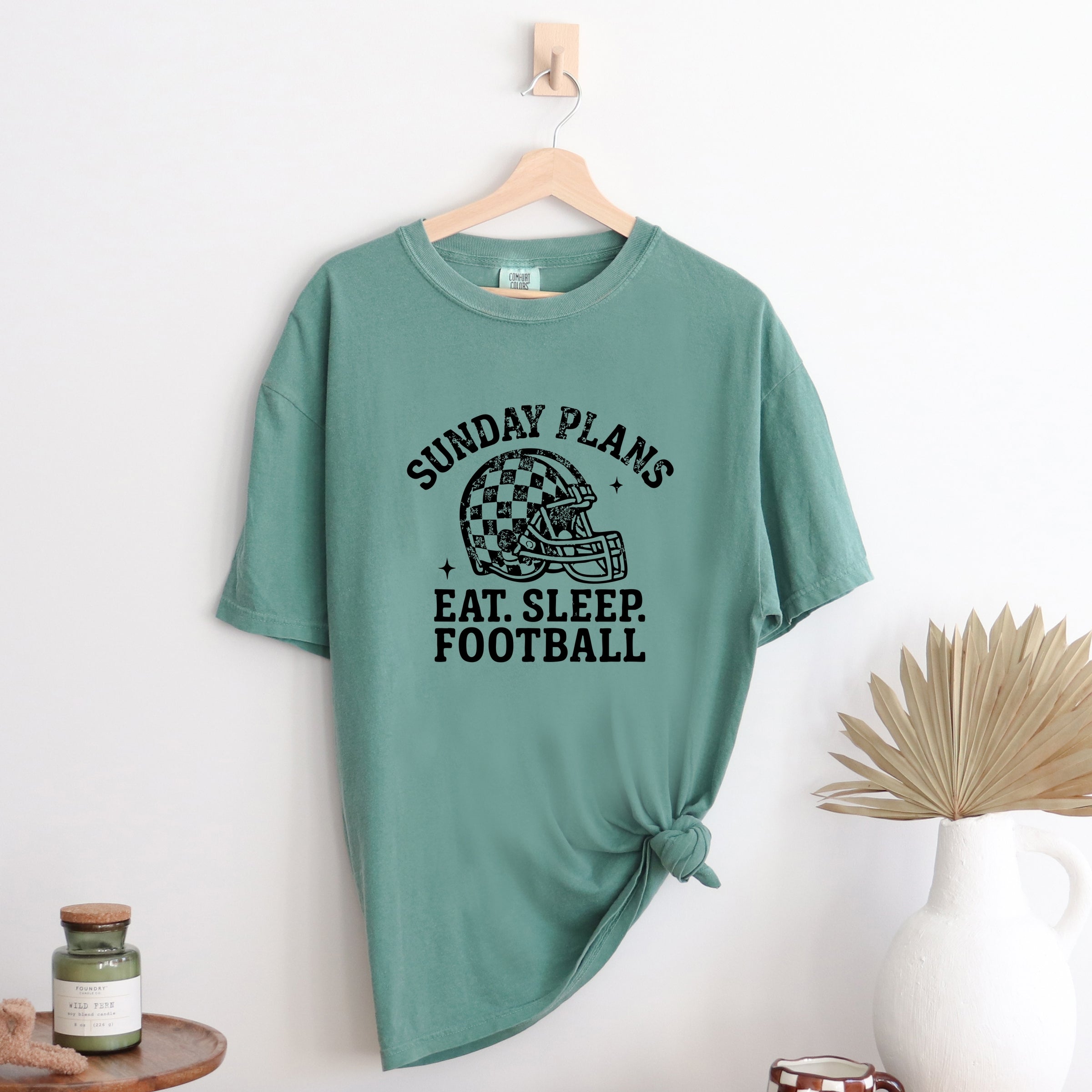 Sunday Plans: Eat. Sleep. Football - Women's Garment Dyed Graphic T-Shirt
