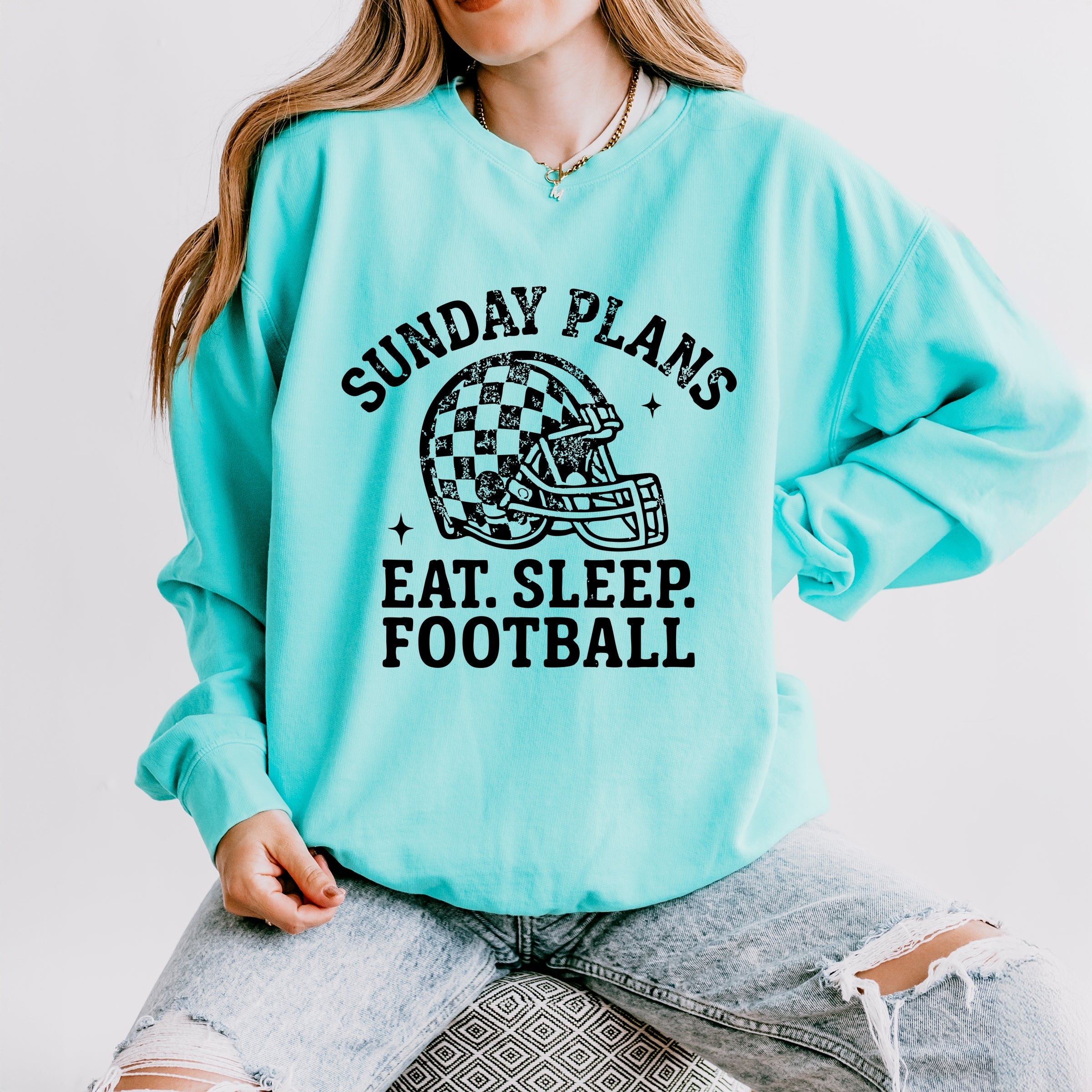 Sunday Plans: Eat. Sleep. Football - Women's Lightweight Garment Dyed Sweatshirt