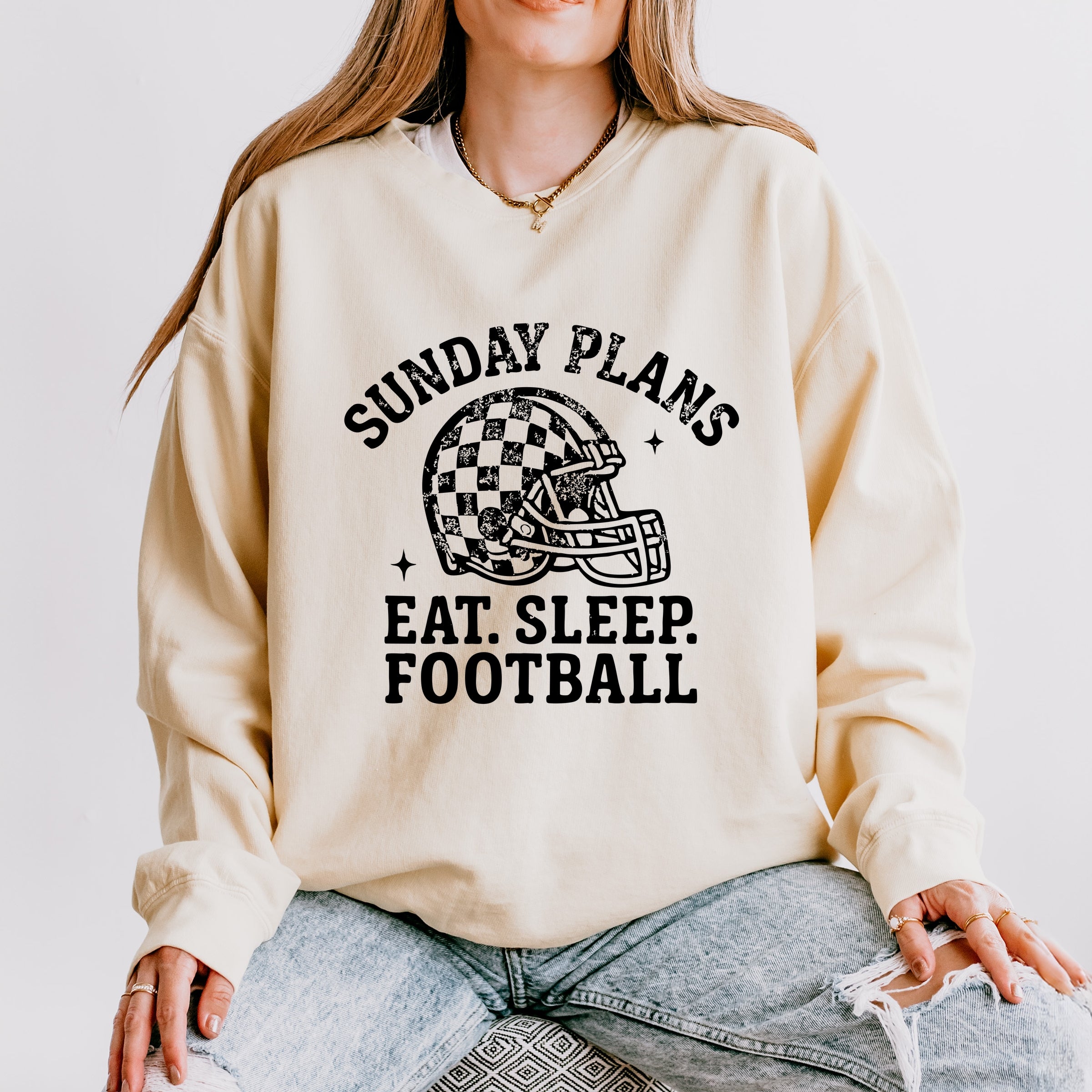 Sunday Plans: Eat. Sleep. Football - Women's Lightweight Garment Dyed Sweatshirt