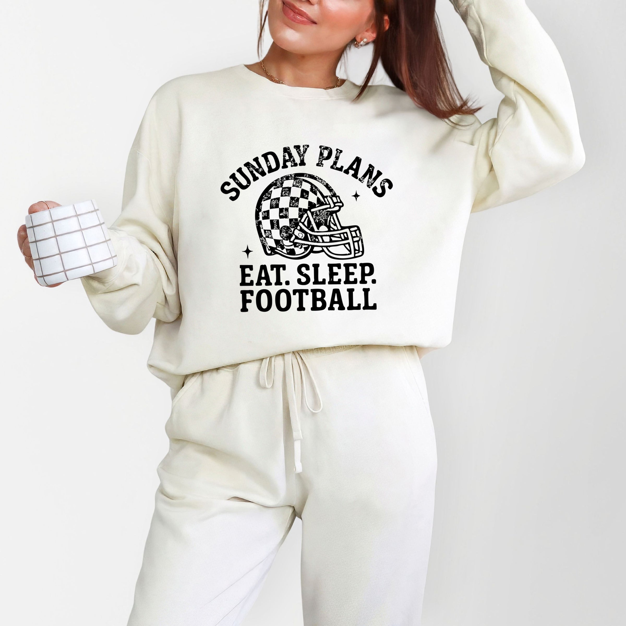 Sunday Plans: Eat. Sleep. Football - Women's Lightweight Garment Dyed Sweatshirt