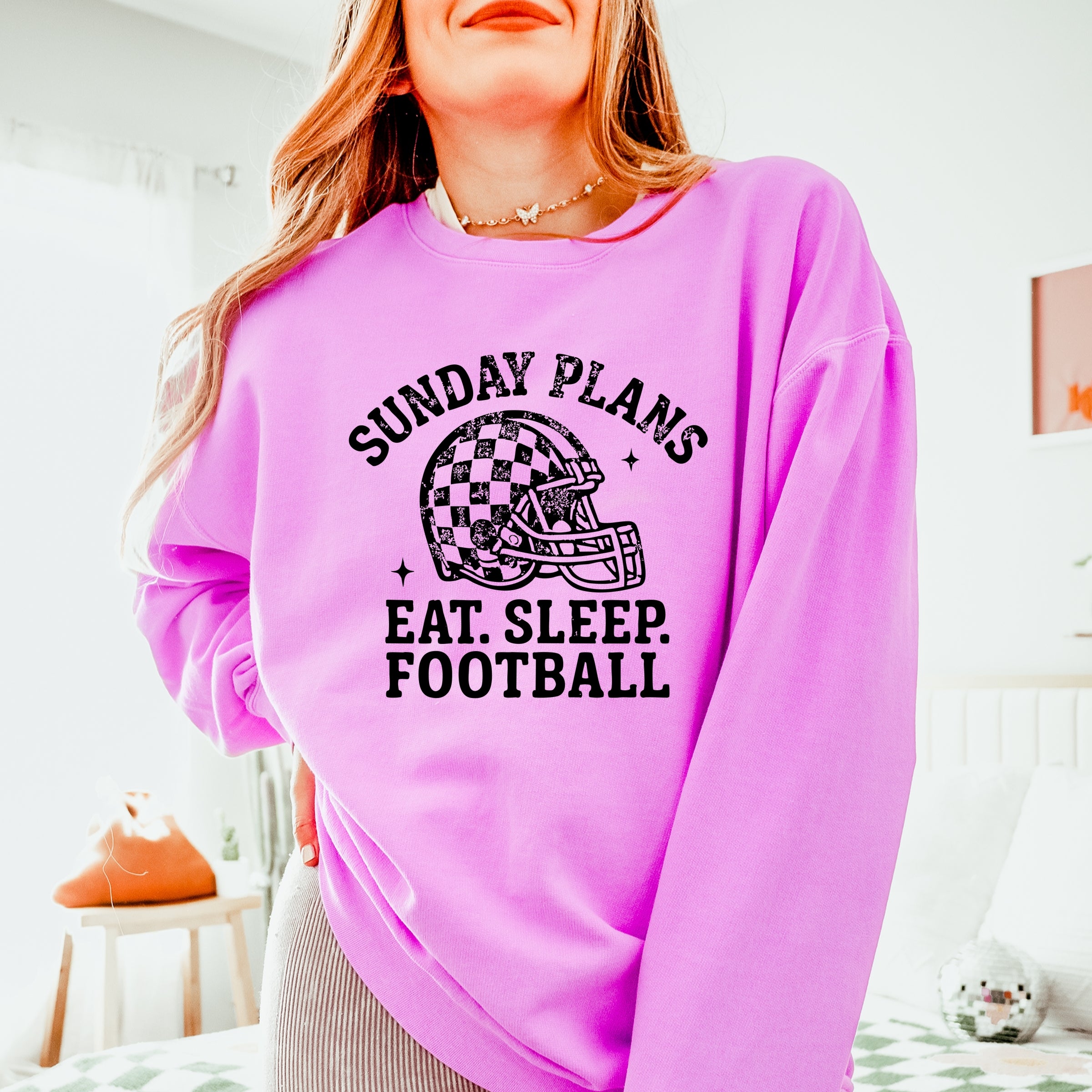 Sunday Plans: Eat. Sleep. Football - Women's Lightweight Garment Dyed Sweatshirt